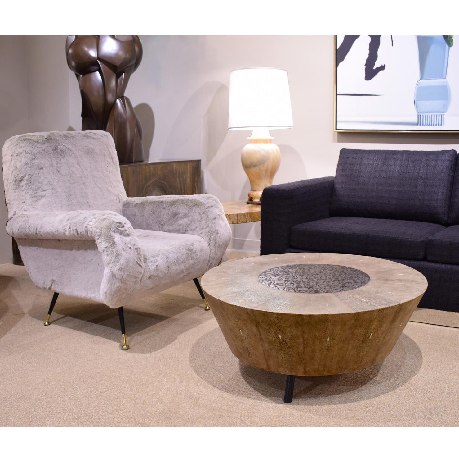 R & Y Augousti Coffee Table in Shagreen and Bronze, 2010 'Signed' In Excellent Condition For Sale In New York, NY