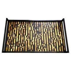 R & Y Augousti Mosaic Tray in Tiger Pen Shell with Butterfly Motif, circa 2000