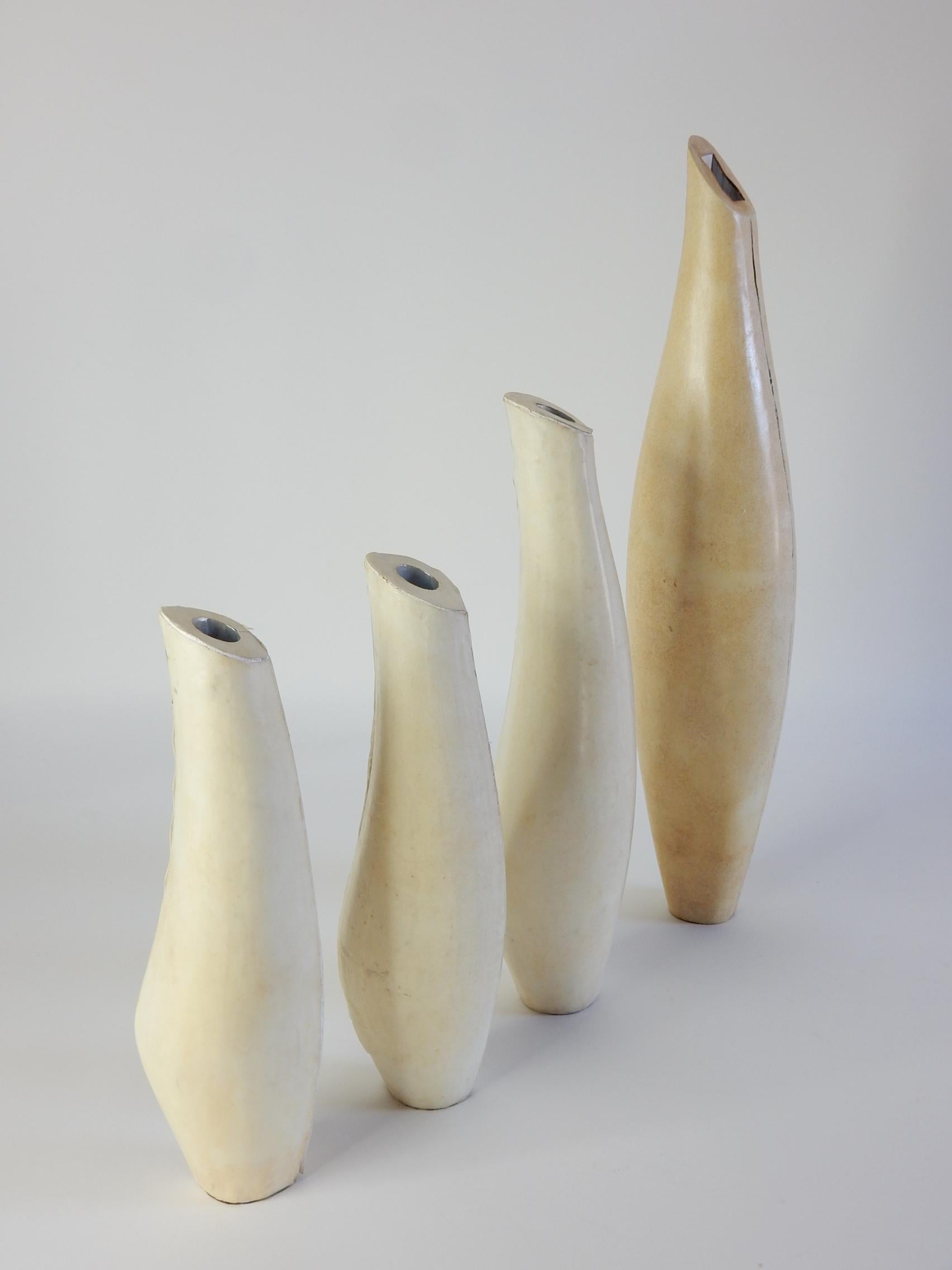 R & Y Augousti of Paris Leather Shagreen Clad Vases, Set of 4 For Sale 3