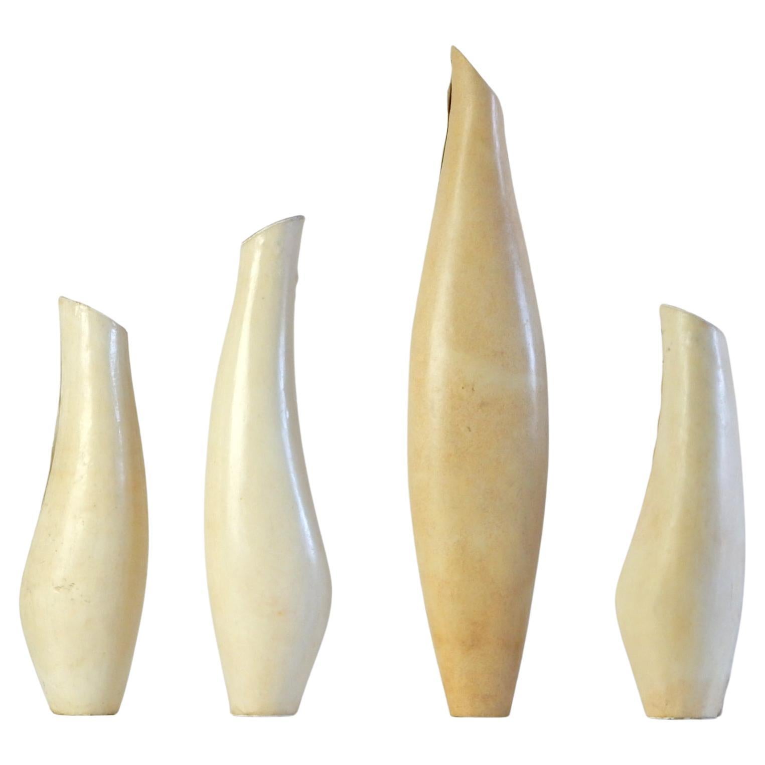 R & Y Augousti of Paris Leather Shagreen Clad Vases, Set of 4