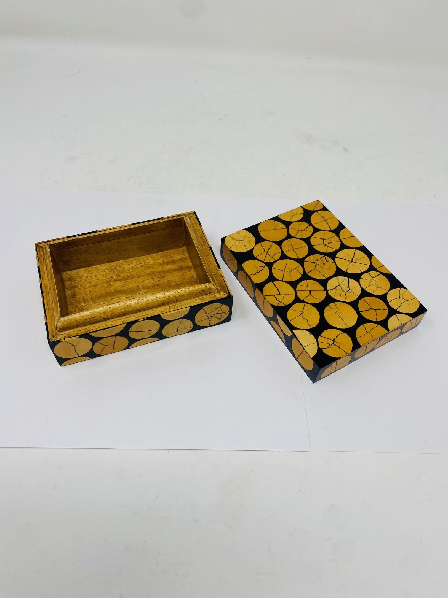 Philippine R Y Augousti Organic Modern  Lacquer Wood Inlaid Trinket Box  For Sale
