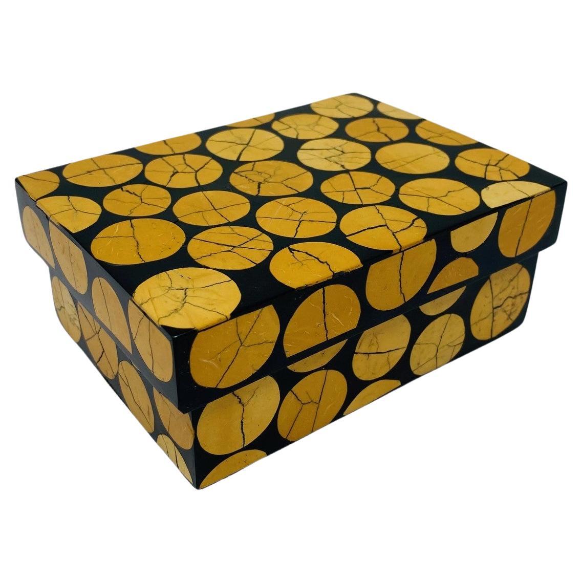 R Y Augousti Organic Modern  Lacquer Wood Inlaid Trinket Box  For Sale