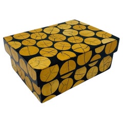 Vintage R Y Augousti Organic Modern  Lacquer Wood Inlaid Trinket Box 