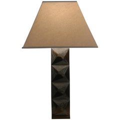 R & Y Augousti Paris Faceted Cut Shagreen, Marble and Bronze Table Lamp