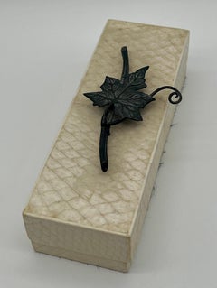 R & Y Augousti Paris France Applied Ivy Snakeskin Decorative Table Box