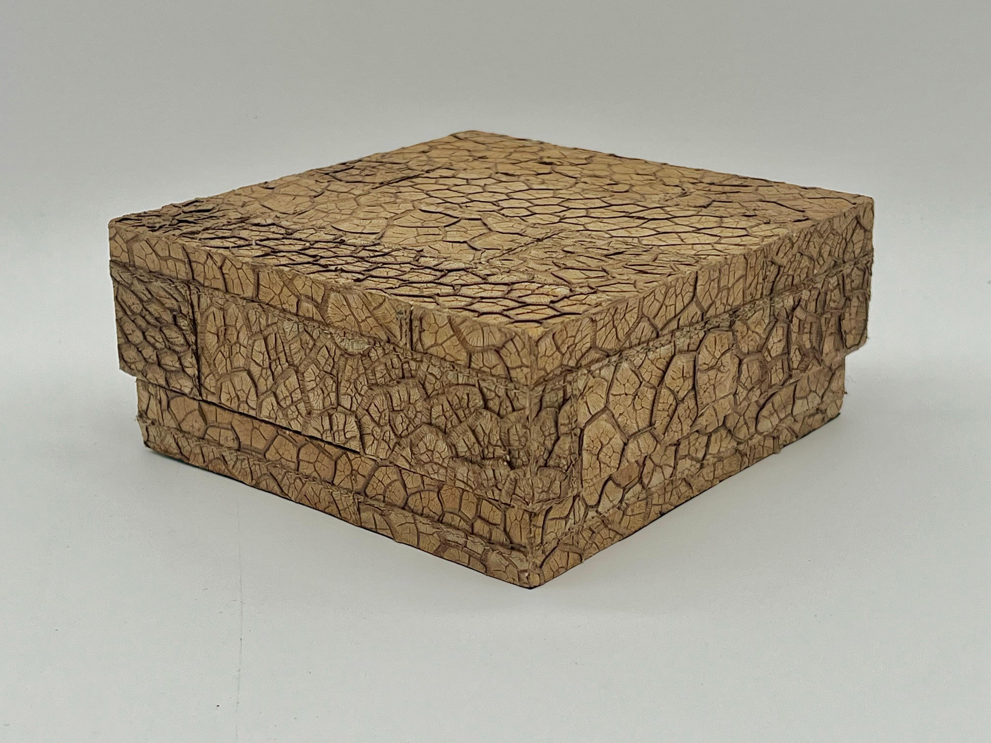 R & Y Augousti Caja de mesa decorativa de piel de serpiente de París Francia Hecho a mano en venta