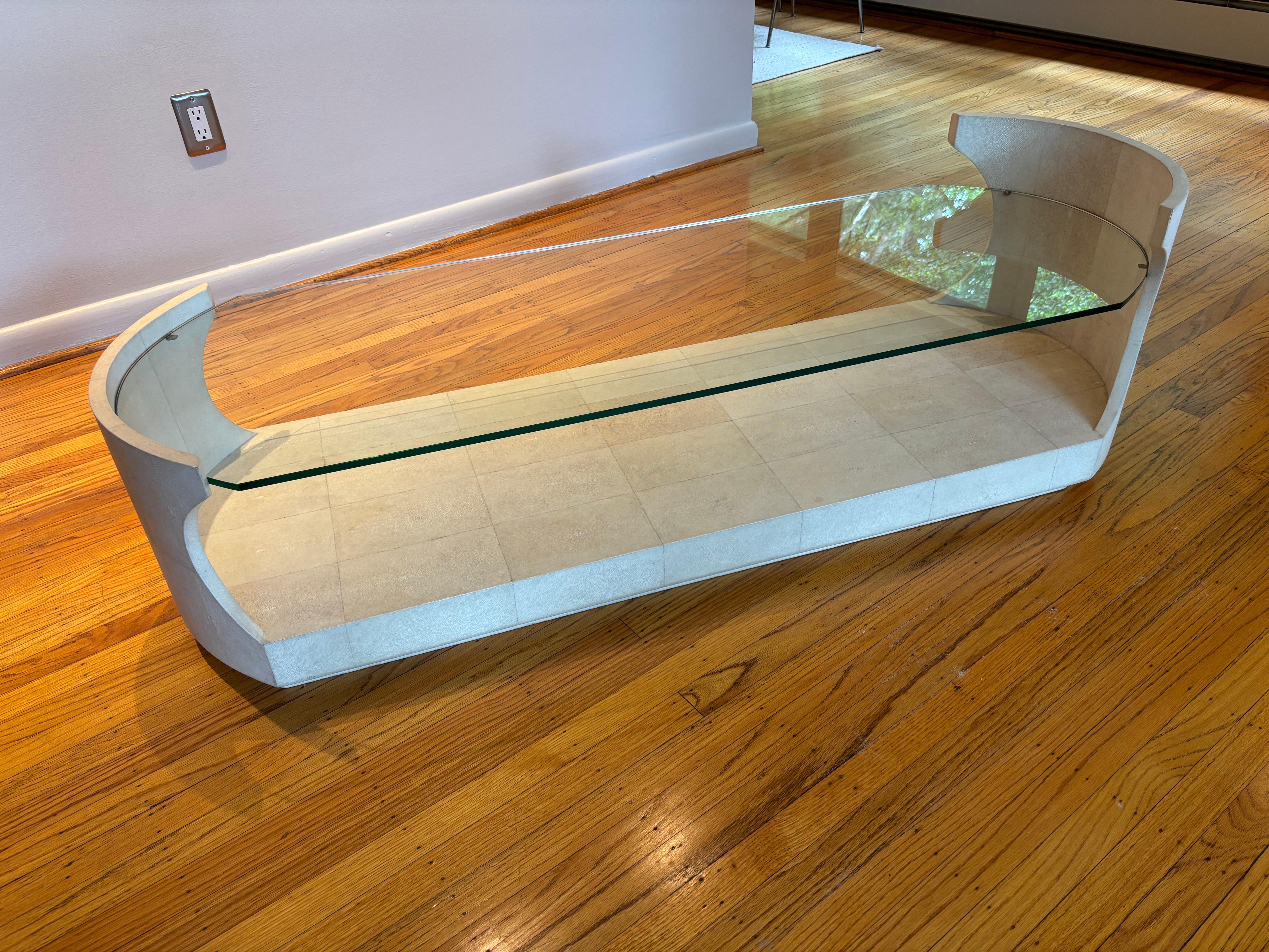 R & Y Augousti Paris Shagreen and Glass Coffee Table For Sale 4