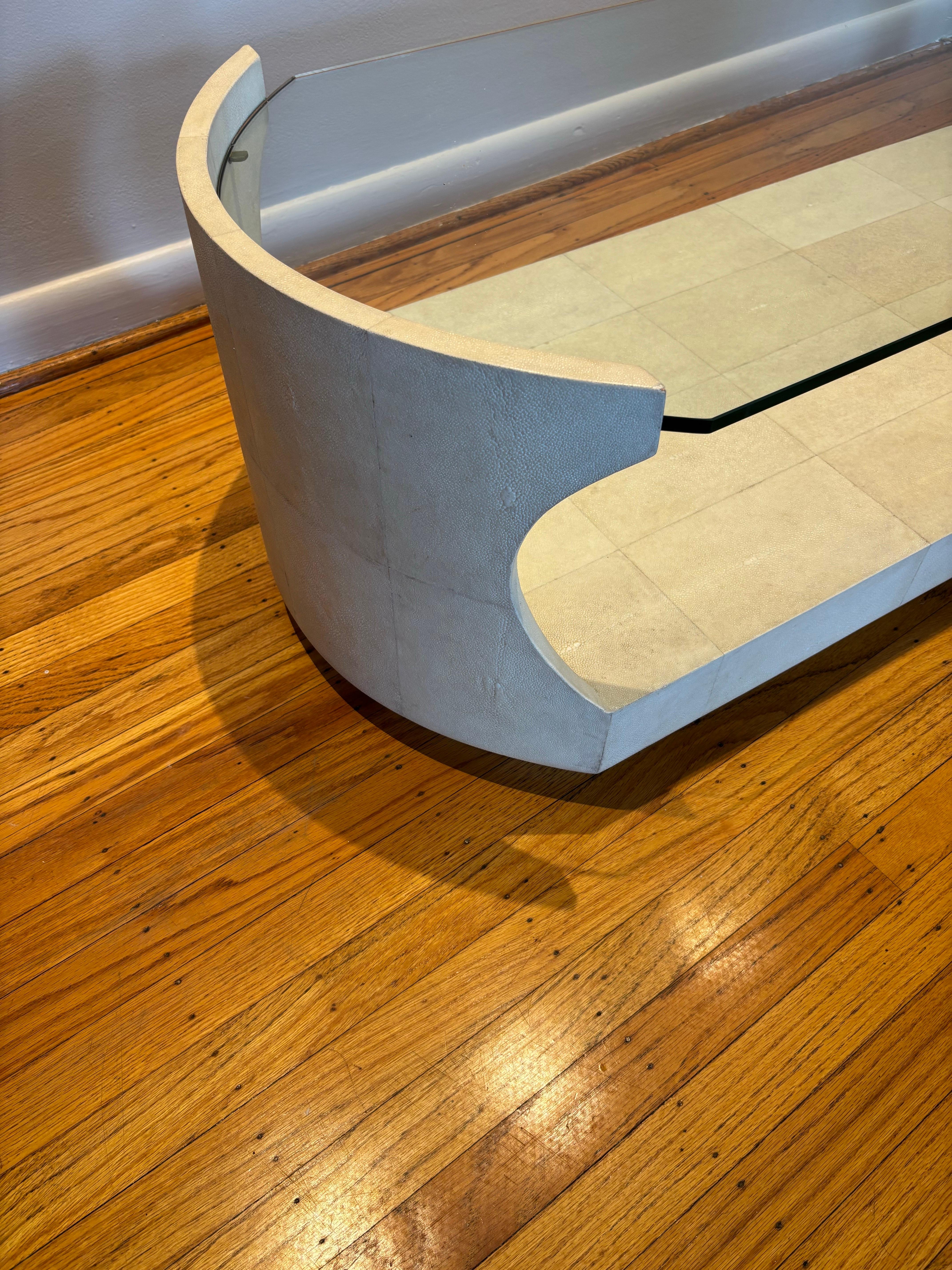 R & Y Augousti Paris Shagreen and Glass Coffee Table For Sale 5