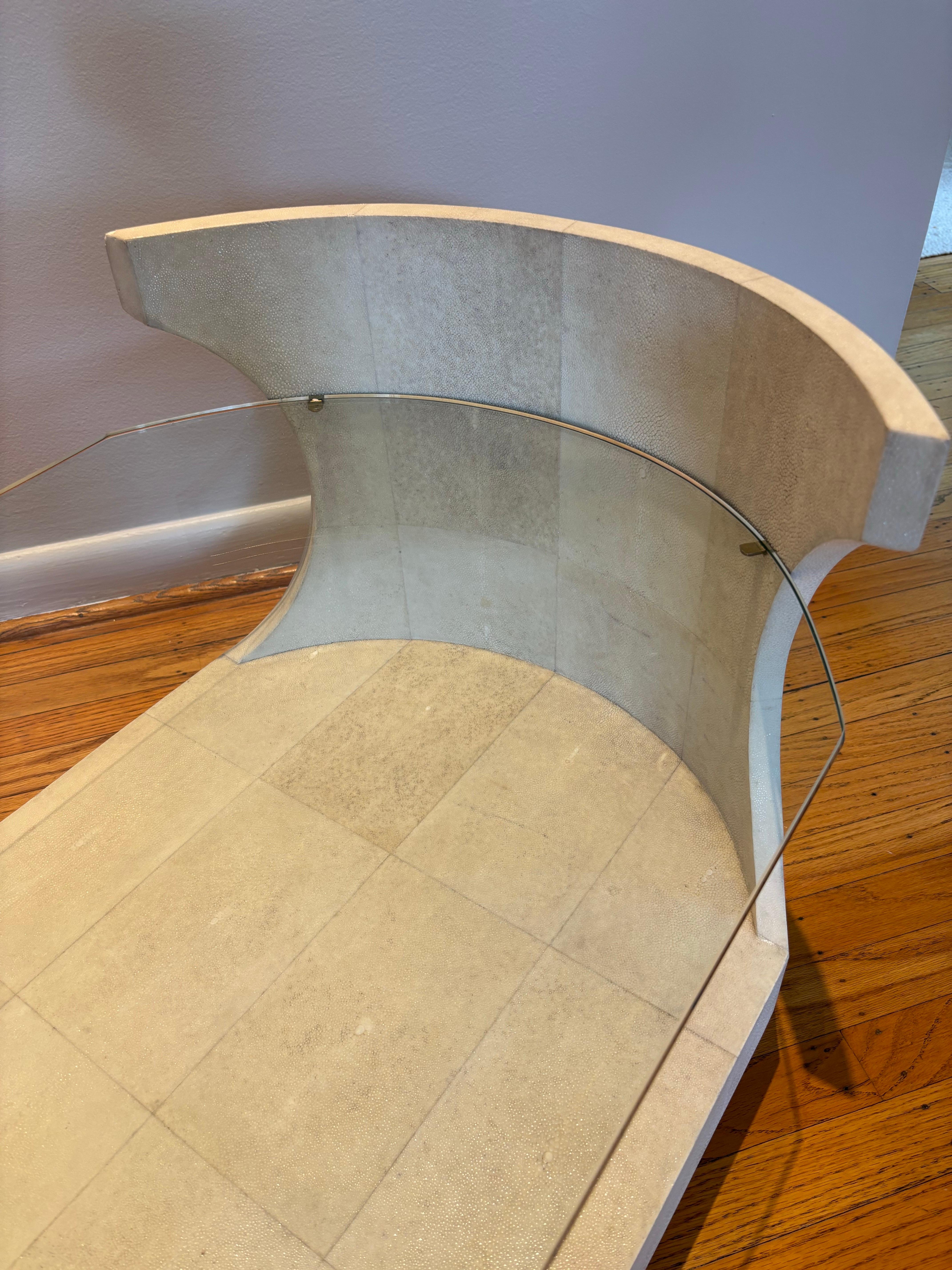 Modern R & Y Augousti Paris Shagreen and Glass Coffee Table For Sale