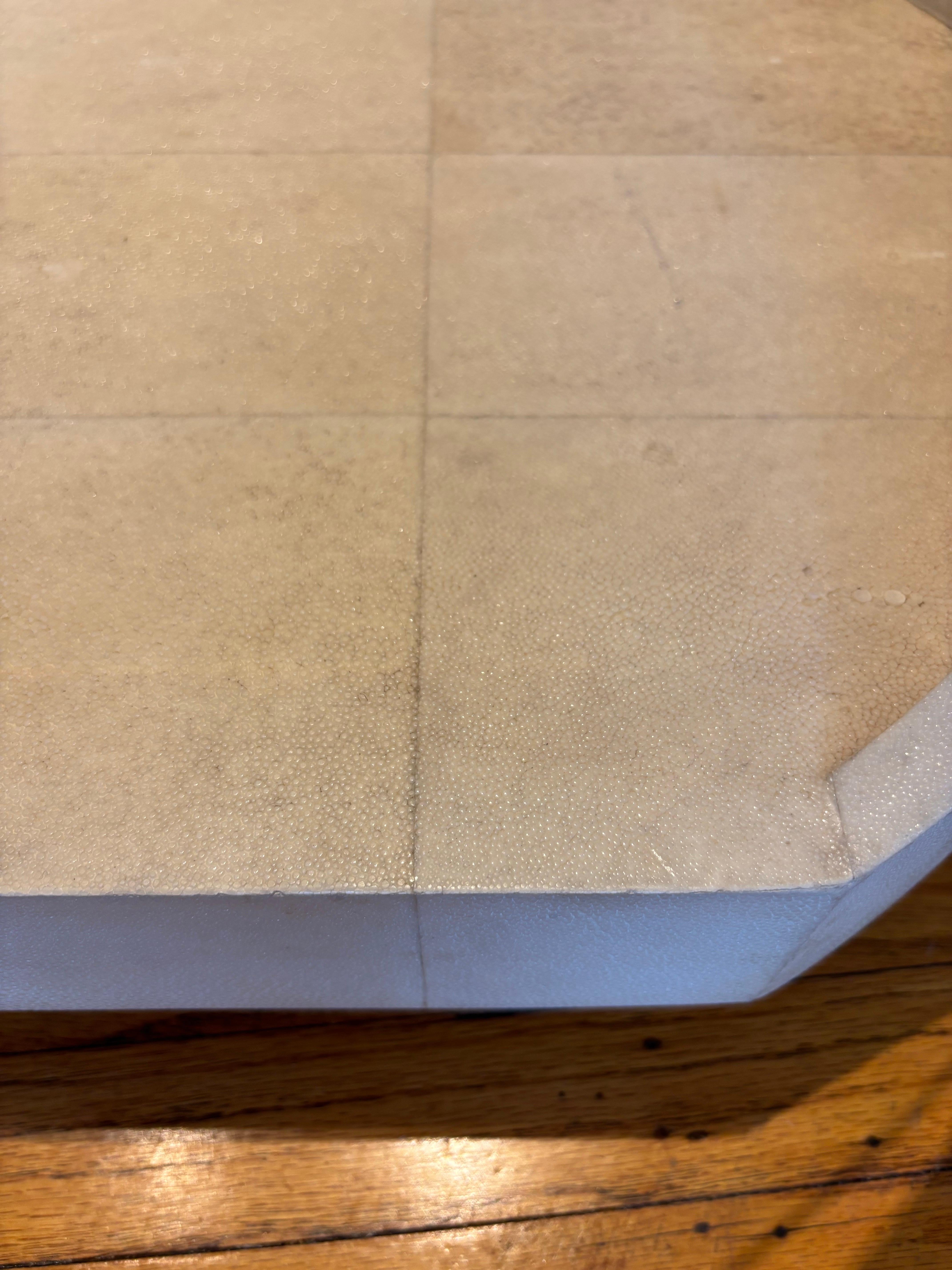 R & Y Augousti Paris Shagreen and Glass Coffee Table In Good Condition For Sale In Philadelphia, PA