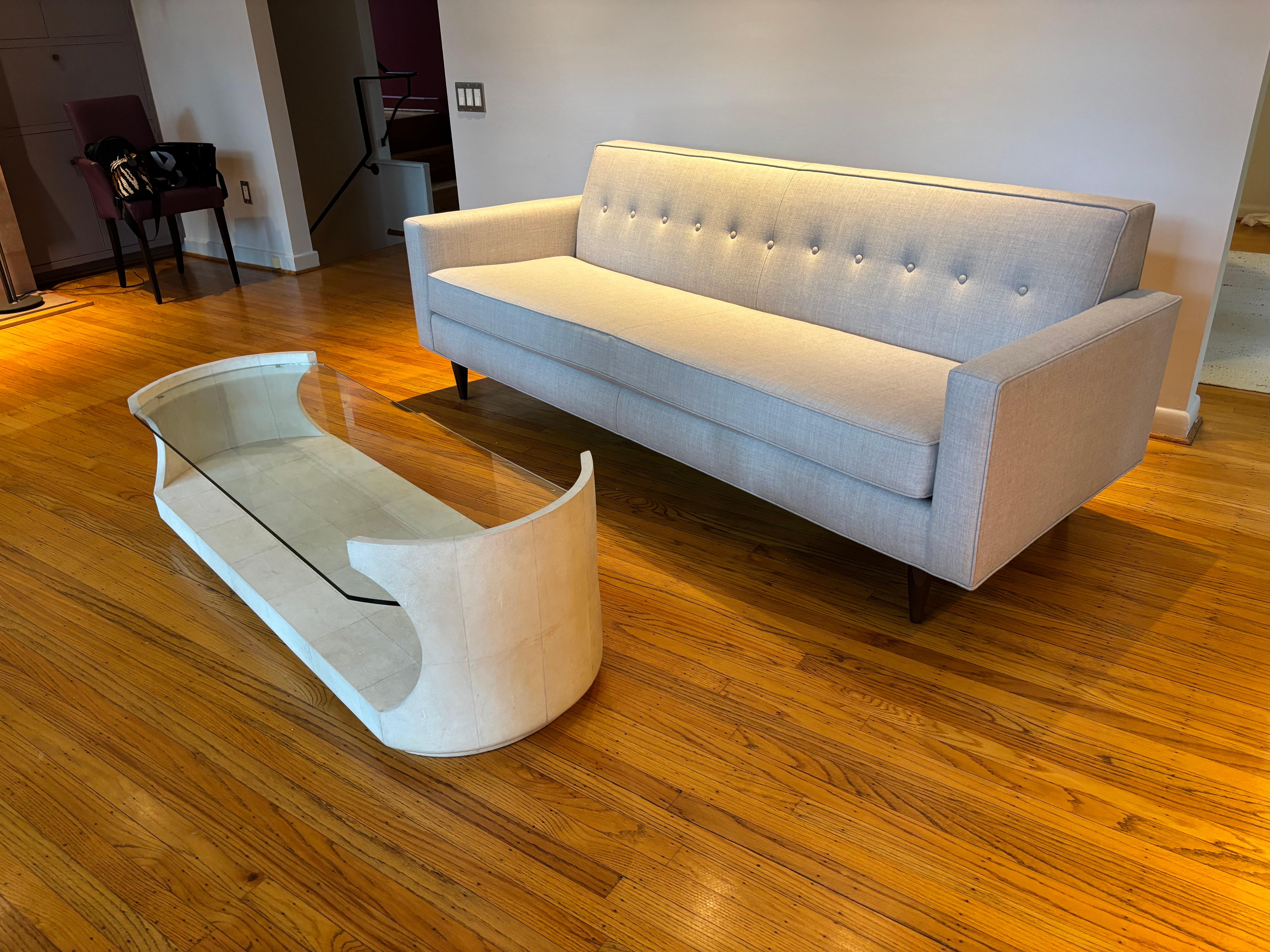 Late 20th Century R & Y Augousti Paris Shagreen and Glass Coffee Table For Sale