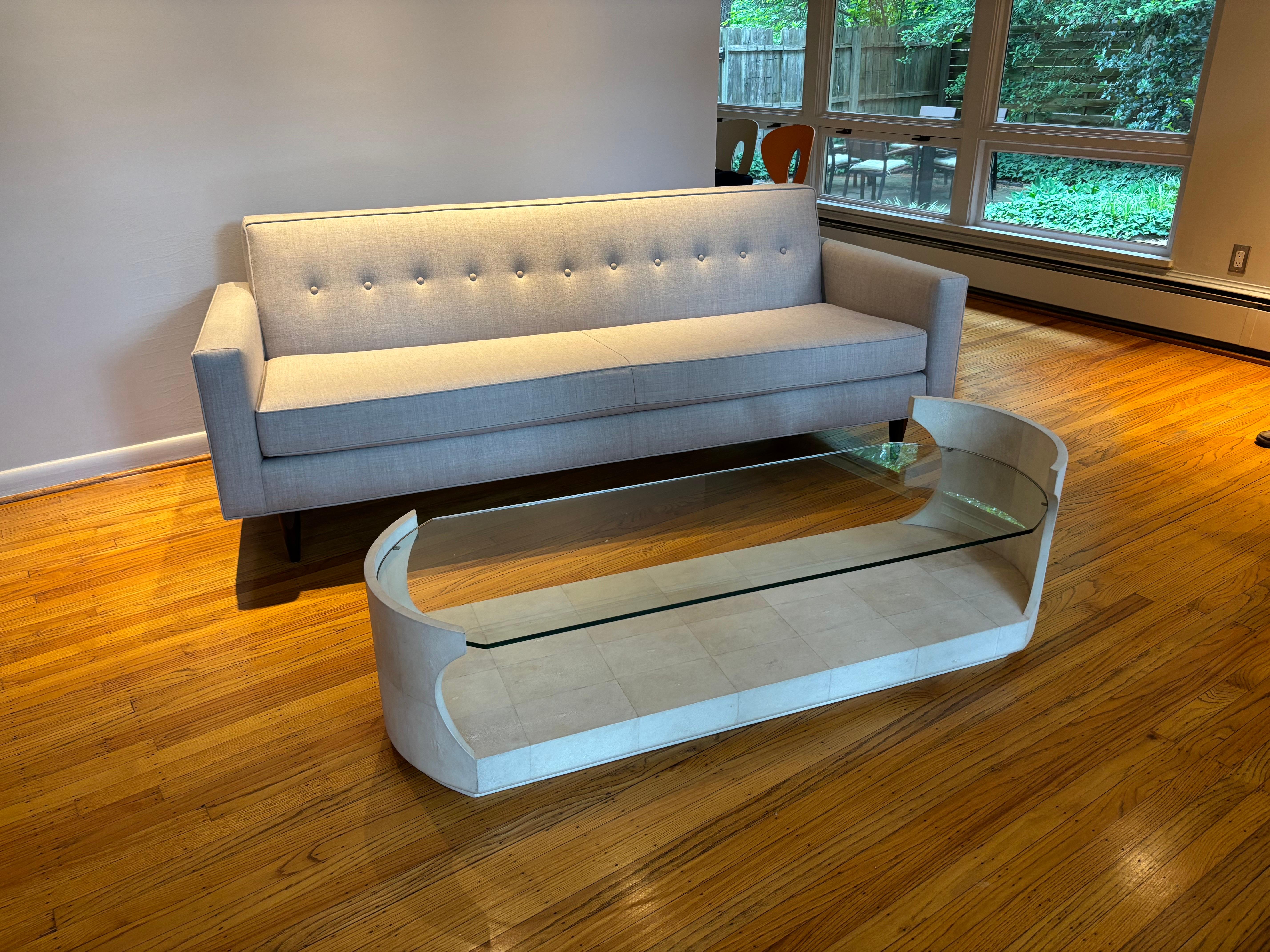 R & Y Augousti Paris Shagreen and Glass Coffee Table For Sale 3