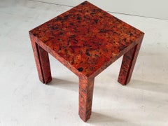 R & Y Augousti Red Penshell Side/End Table, France 1970