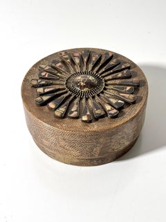 R & Y Augousti Shagreen Abalone and Bronze Round Decorative Lidded Box France