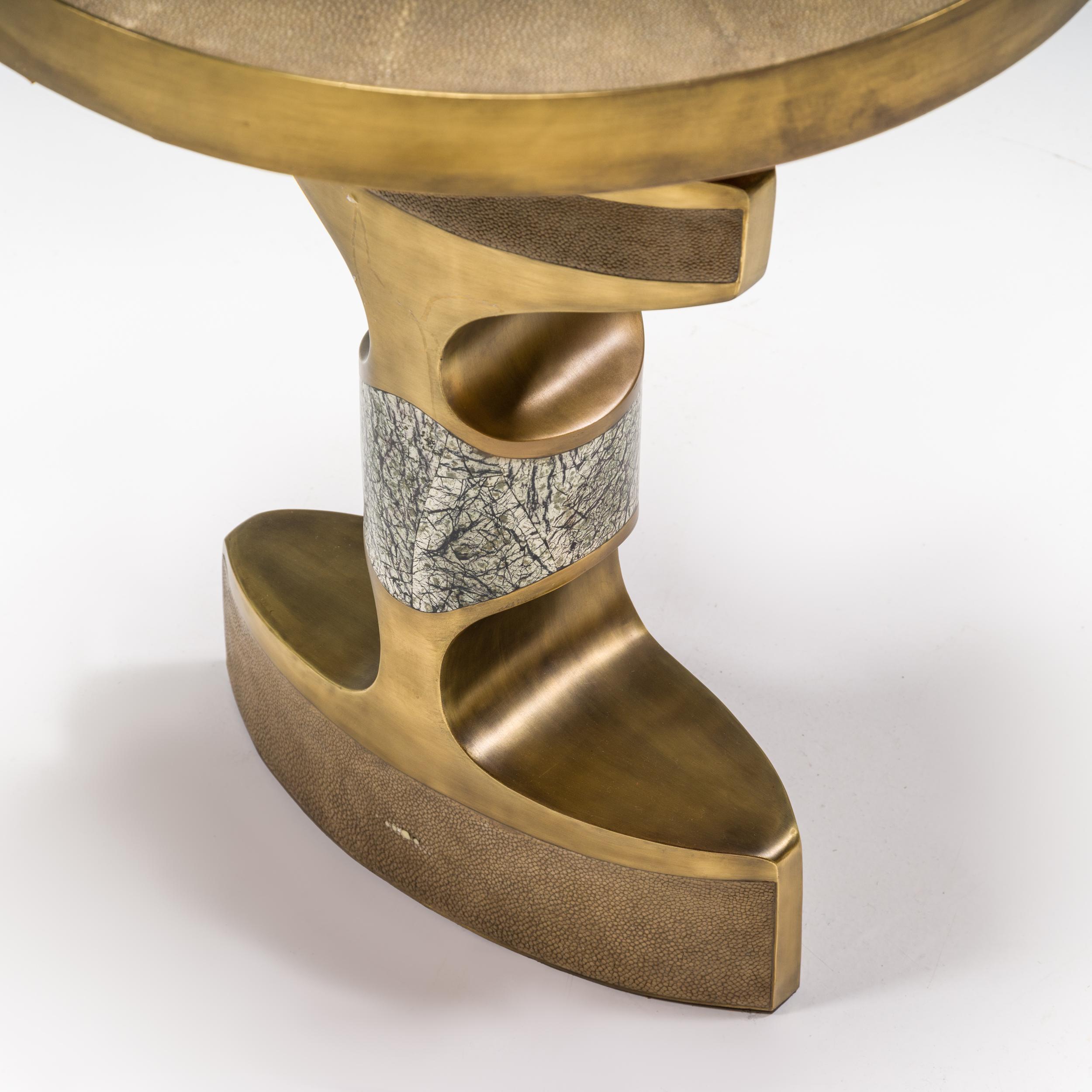Philippine R & Y AUGOUSTI Shagreen and Baguio Green Stone Carmen Side Table