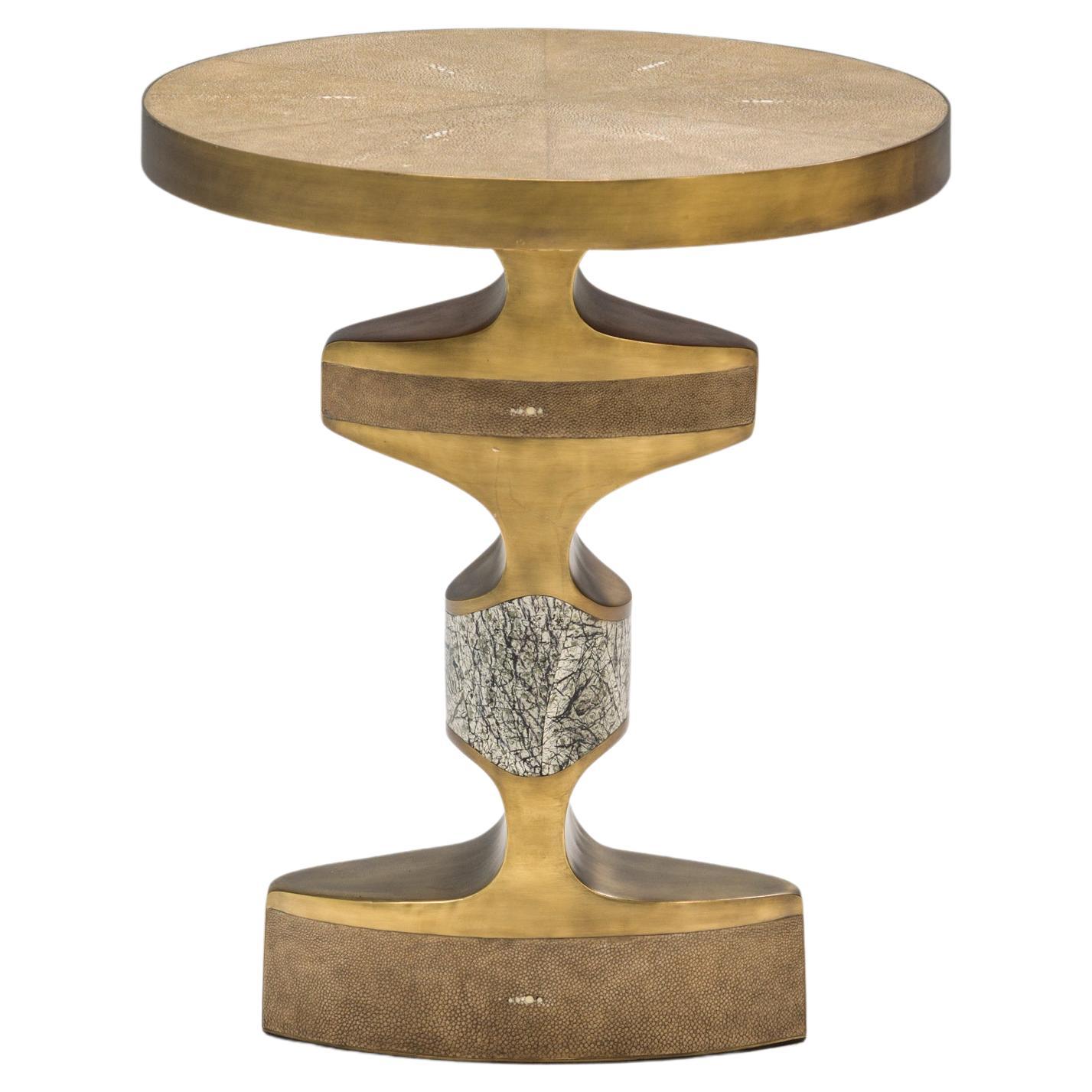 R & Y AUGOUSTI Shagreen and Baguio Green Stone Carmen Side Table