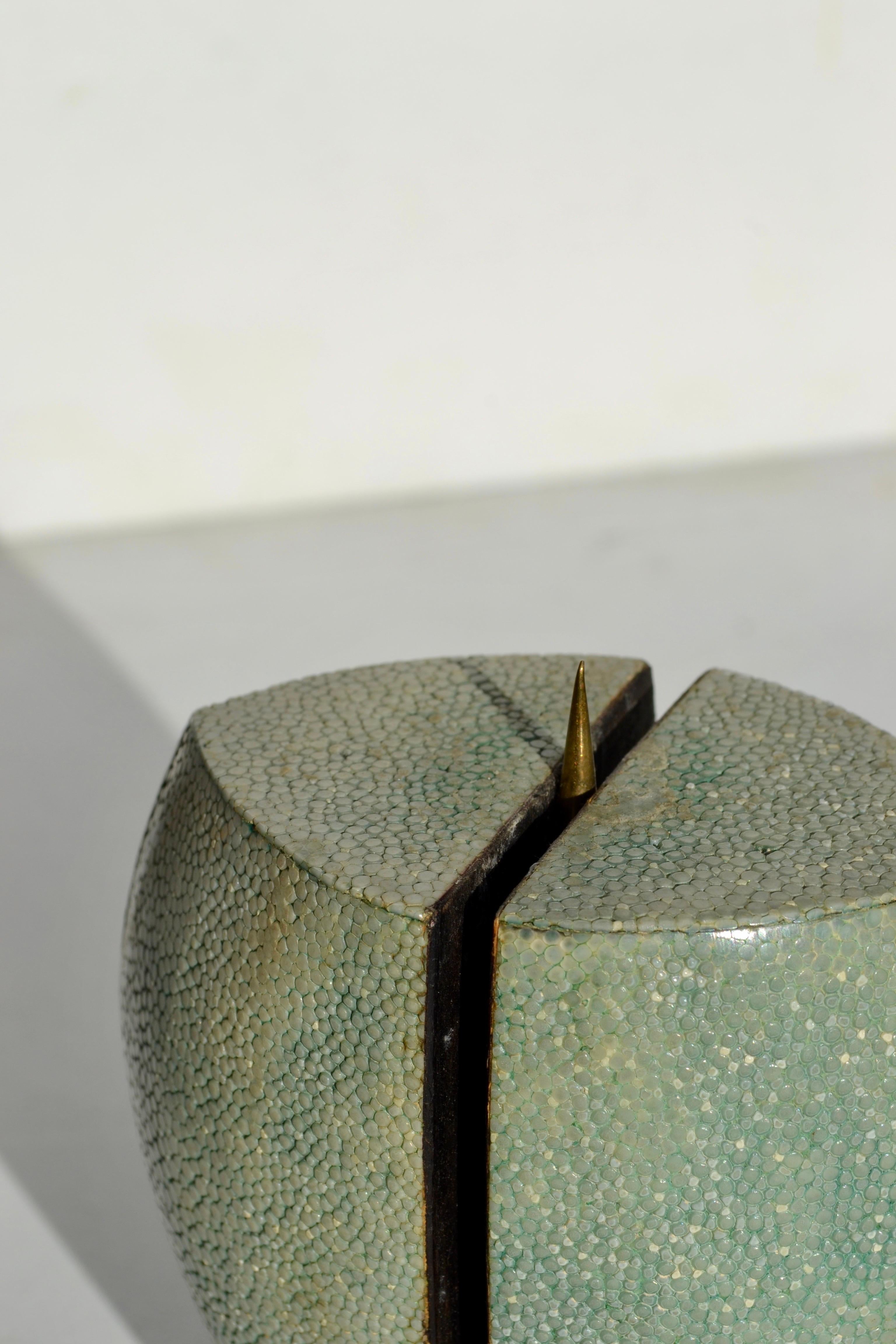 Fine XX secolo R & Y Augousti — Shagreen and Wood Sculptural Candleholder in vendita