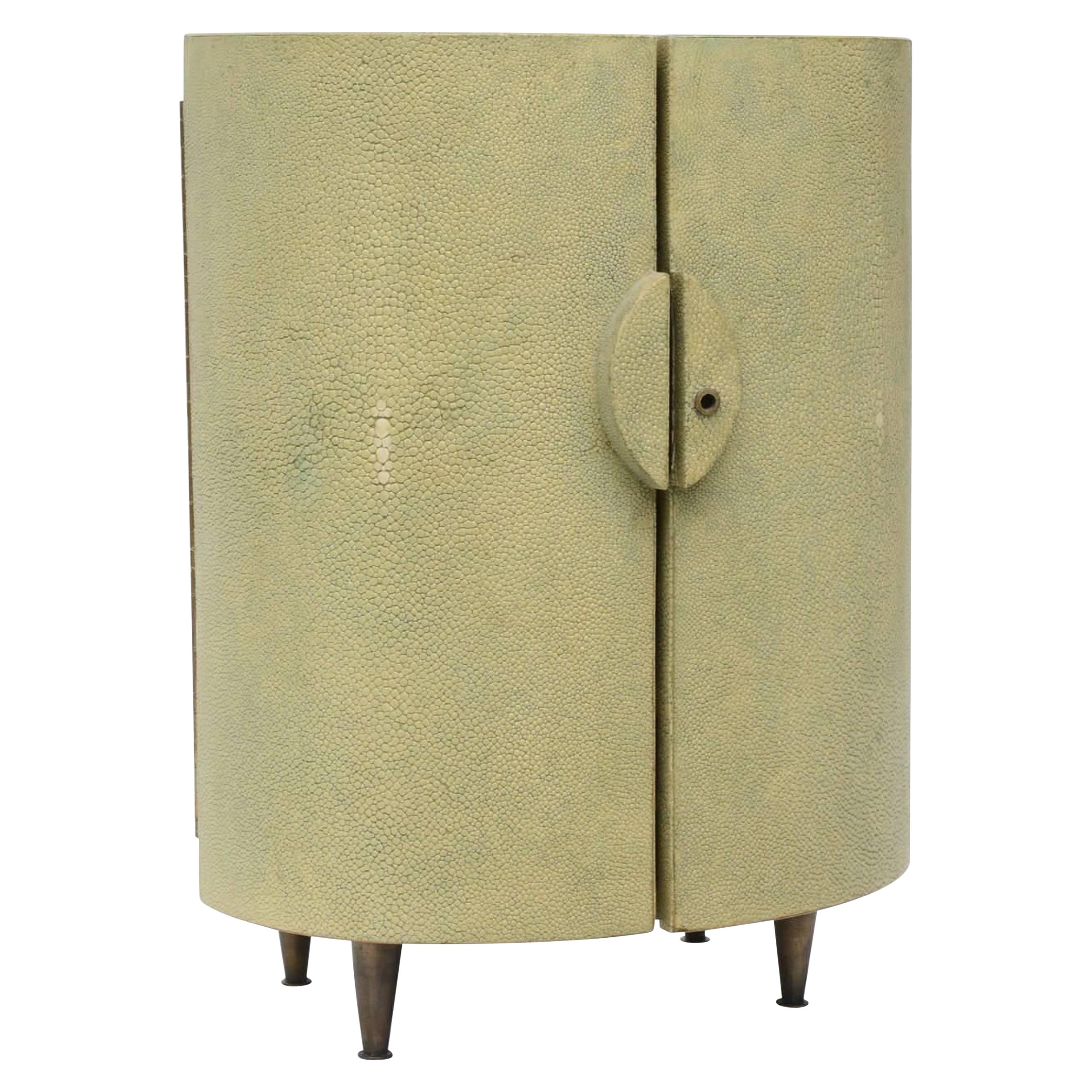 R & Y Augousti Shagreen Covered Jewelry Cabinet