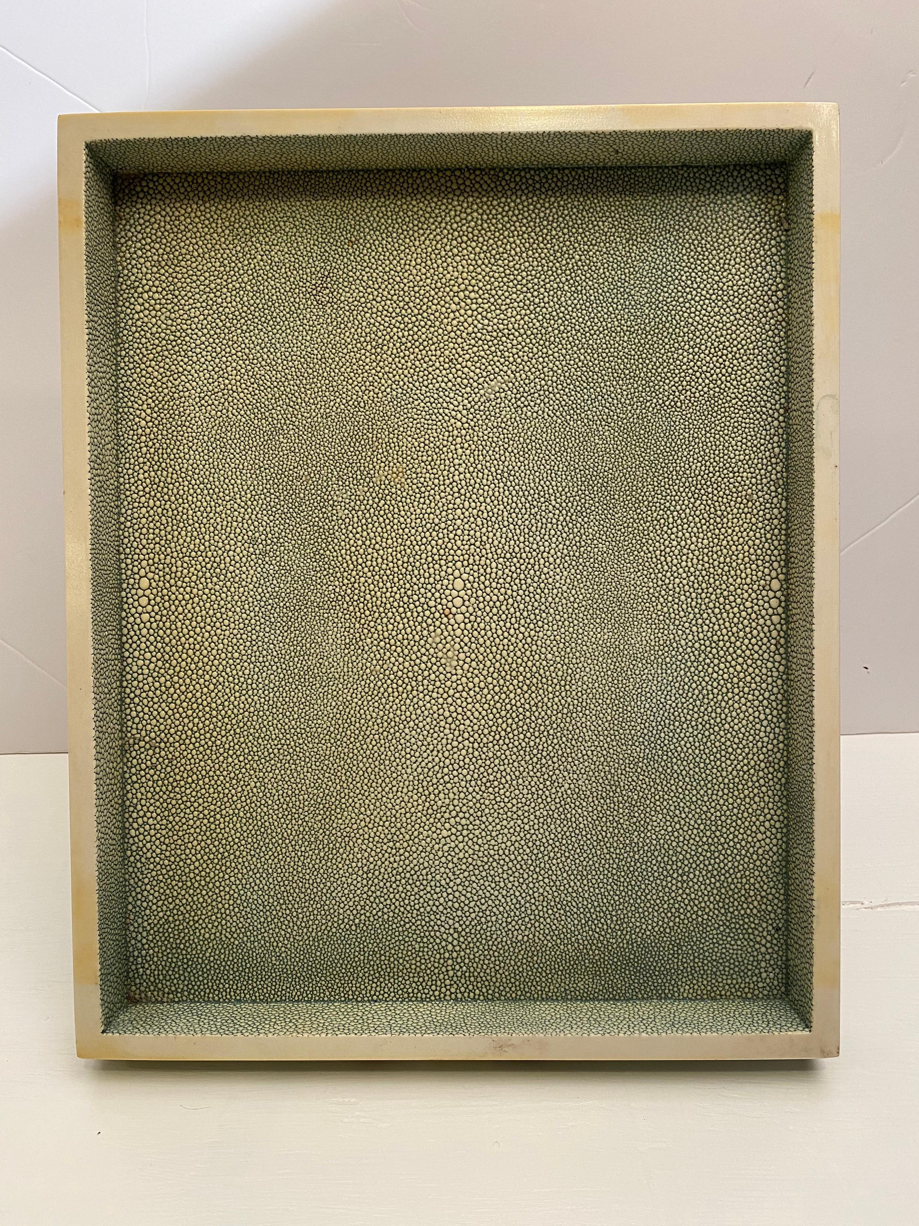 R & Y Augousti Shagreen Tray In Good Condition In Garnerville, NY