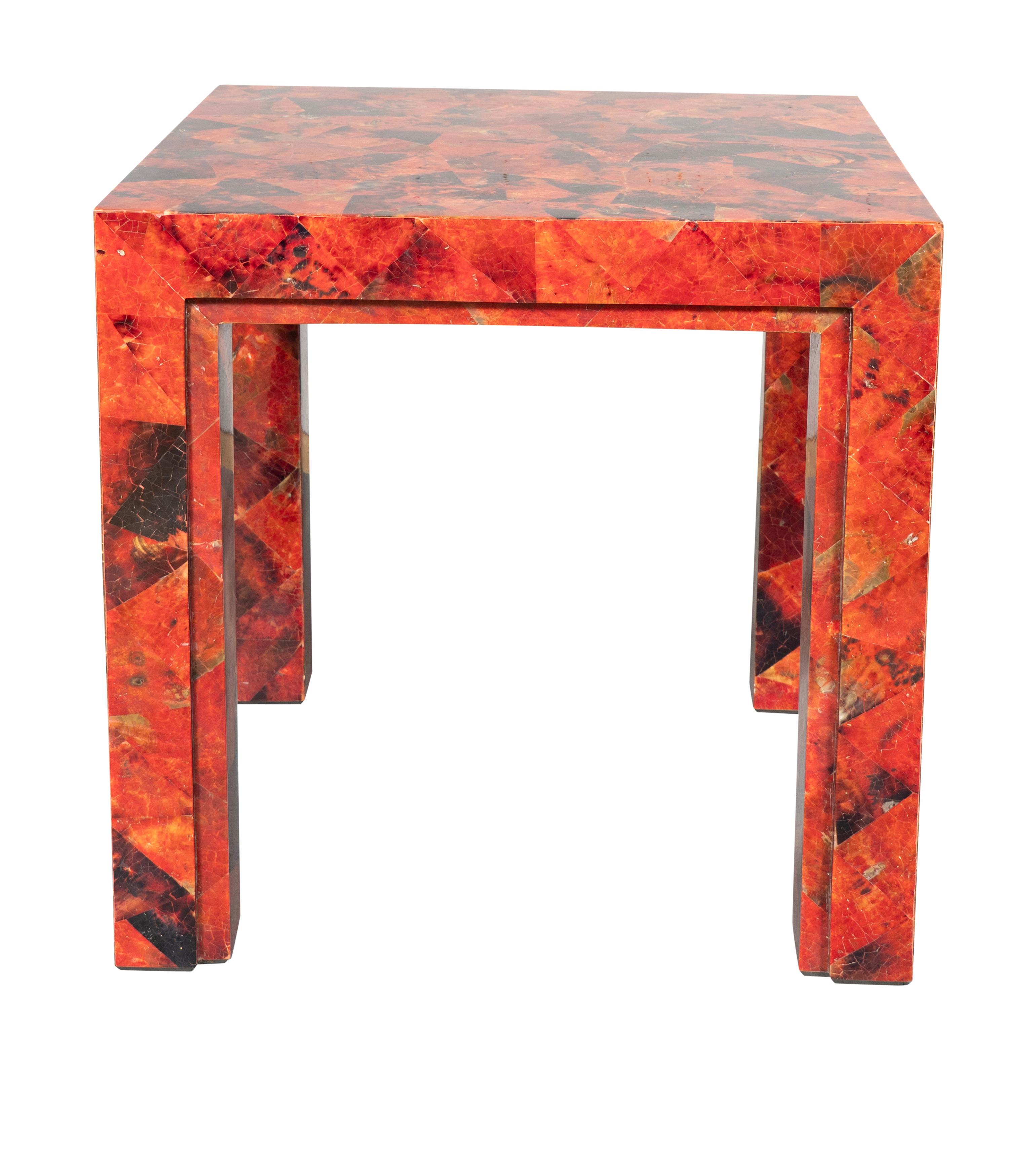R & Y Augousti Tessellated Horn Table In Good Condition For Sale In Essex, MA