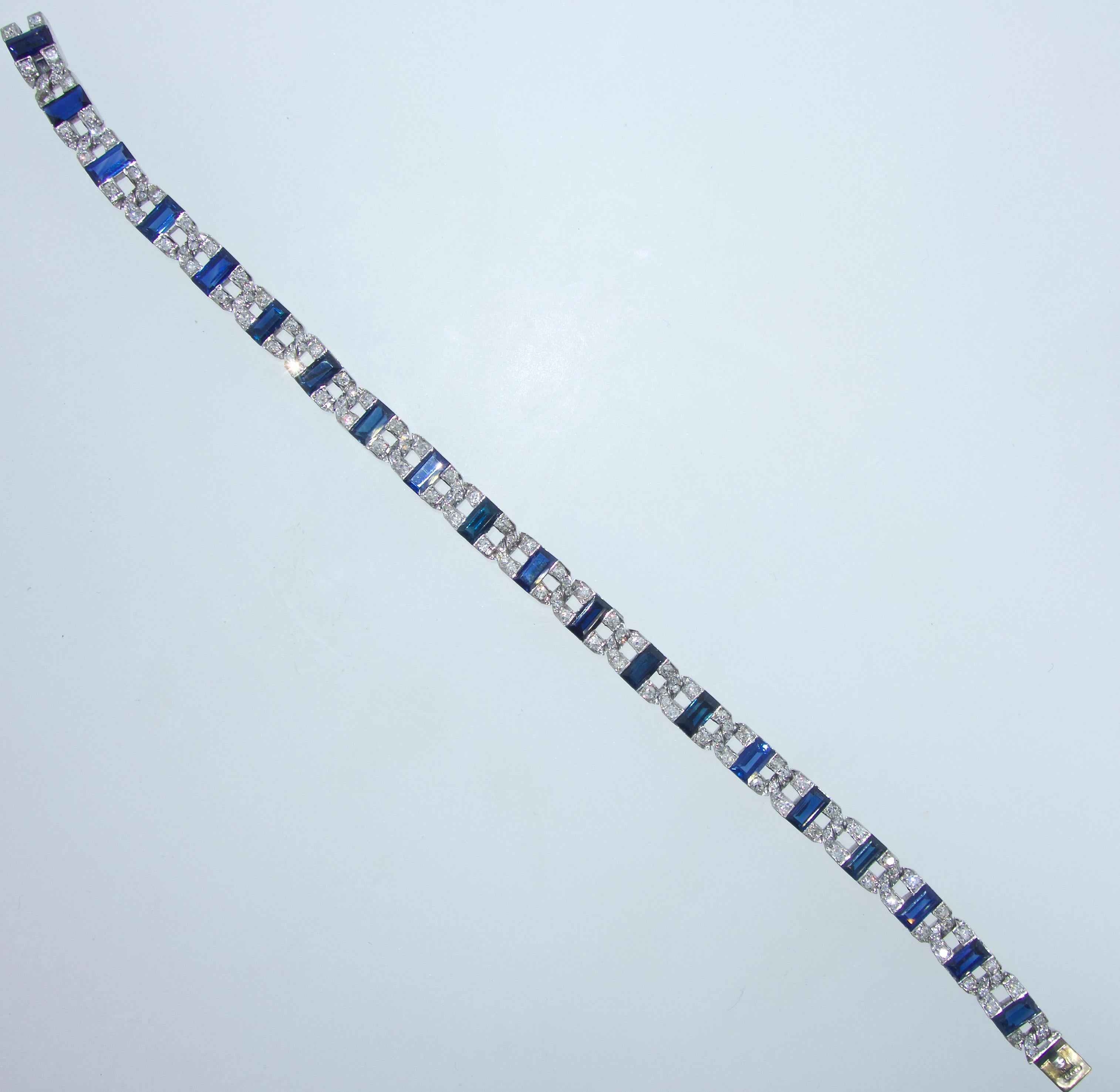 R. Yard Art Deco Sapphire and Diamond Bracelet In Excellent Condition In Aspen, CO