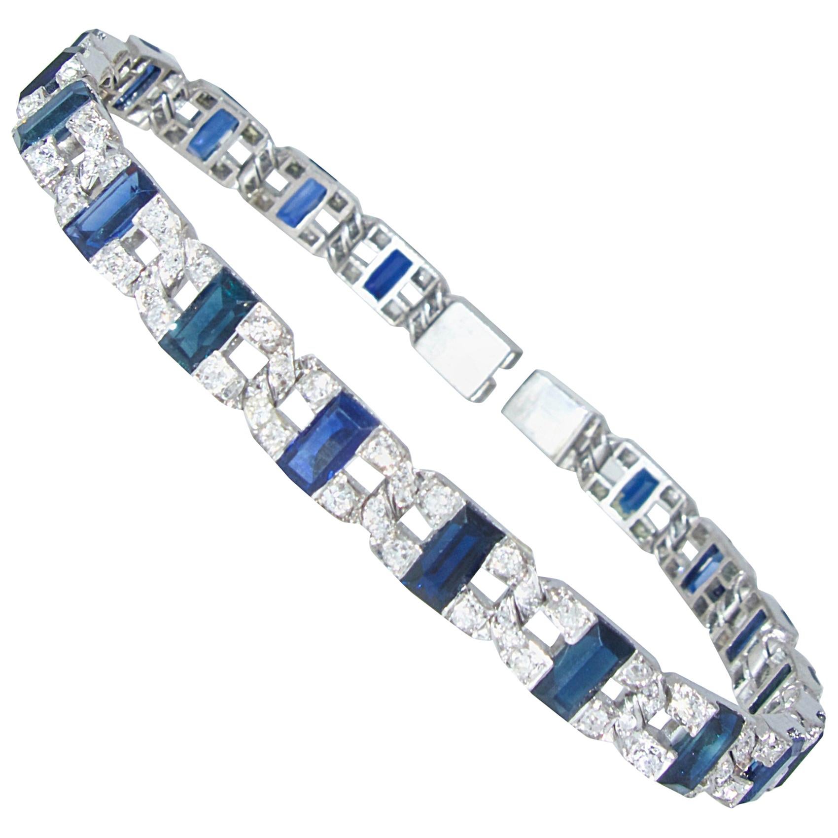 R. Yard Art Deco Sapphire and Diamond Bracelet
