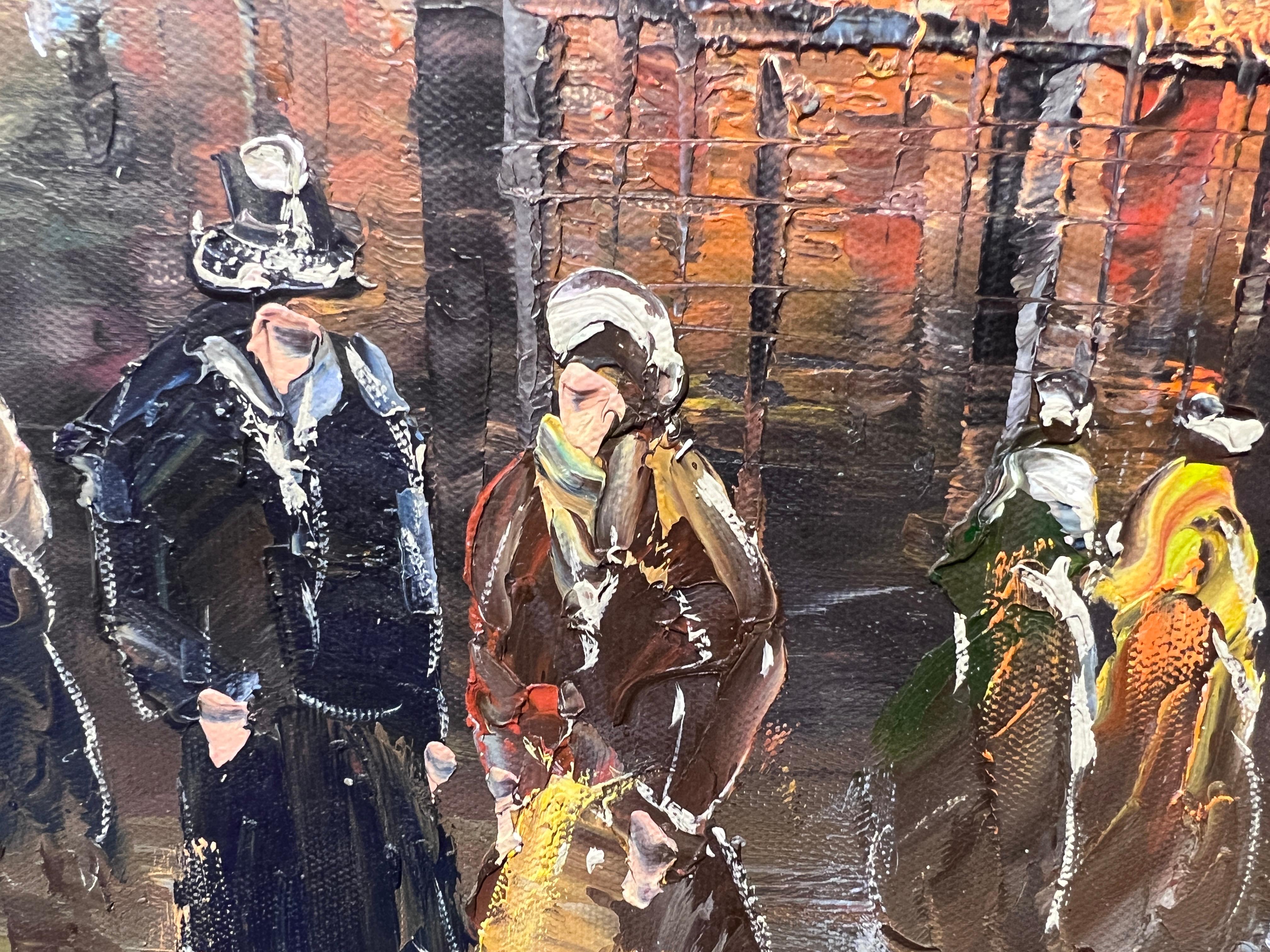 R.Young Large oil painting on canvas Paris street view, Unframed, Eiffel Tower 2