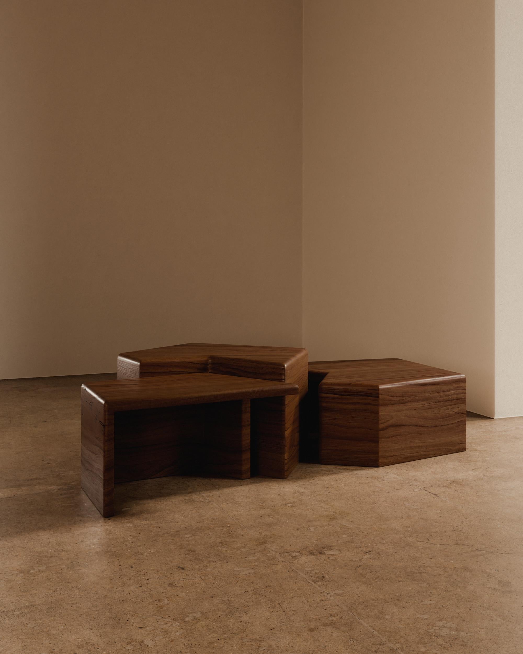 Las Mesas de centro Rumi son estudios escultóricos de ritmo y forma, diseñadas para aportar una fuerza tranquila y una belleza atemporal a cualquier salón. Cada mesa se elabora con precisión arquitectónica, equilibrando una geometría audaz con una