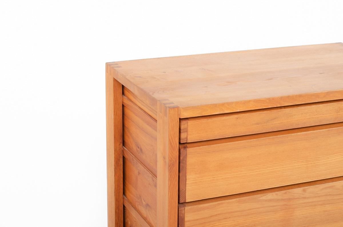 Wood  R03 chest of drawers by Pierre Chapo in elm 1980