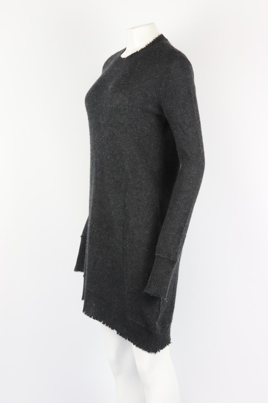 Black R13 Asymmetric Distressed Cashmere Mini Dress Medium
