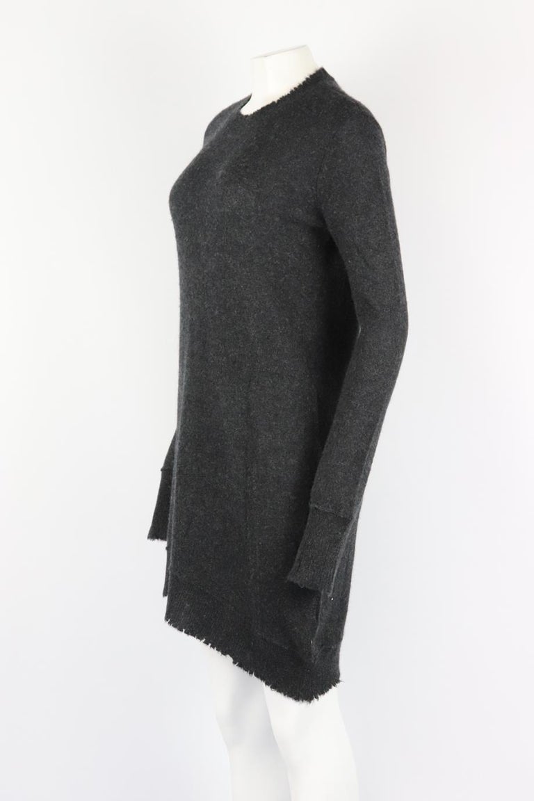 R13 Asymmetric Distressed Cashmere Mini Dress Medium In Excellent Condition For Sale In London, GB