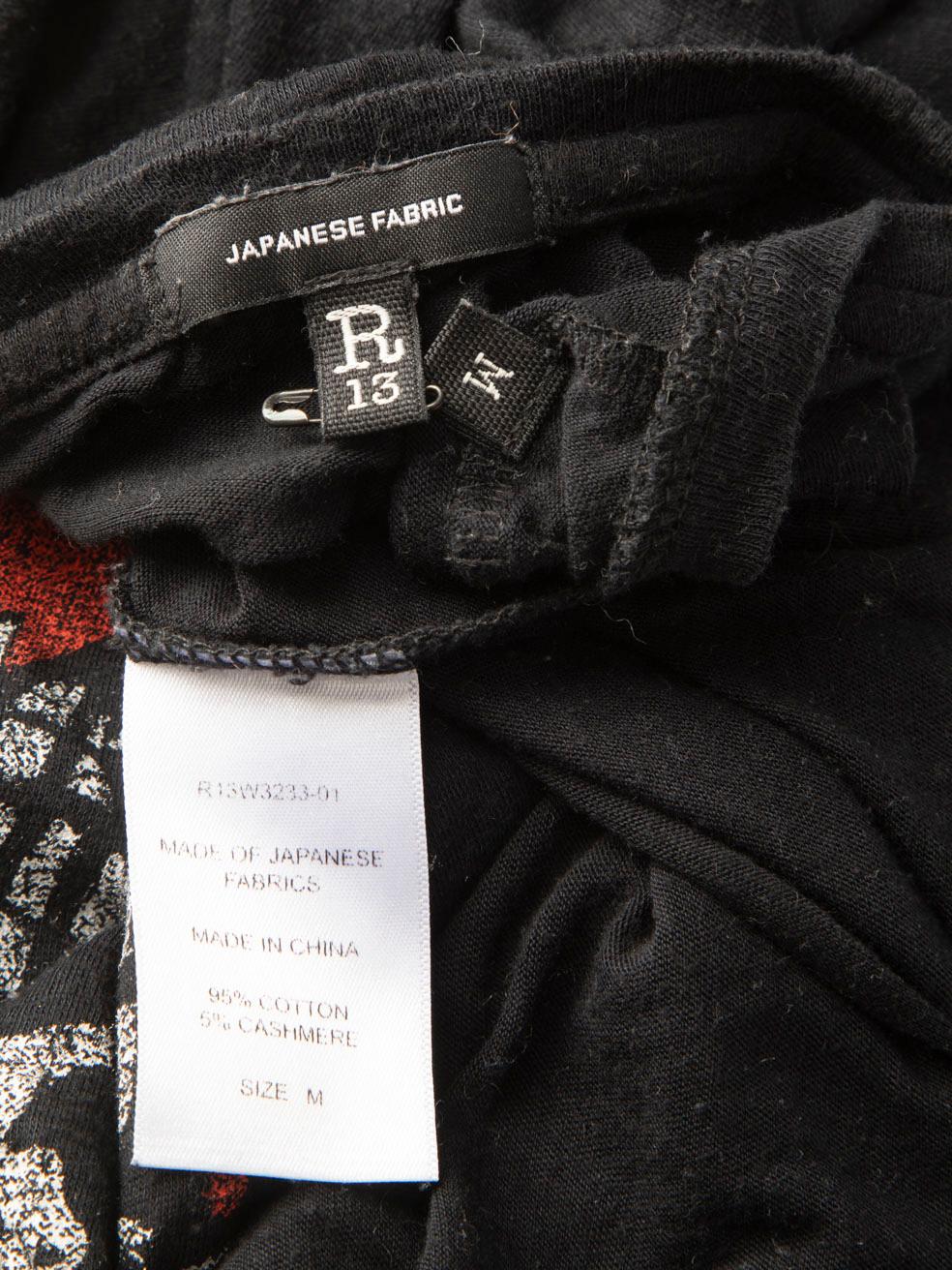 R13 Camiseta negra con estampado gráfico Talla M en Excelente estado para la venta en London, GB