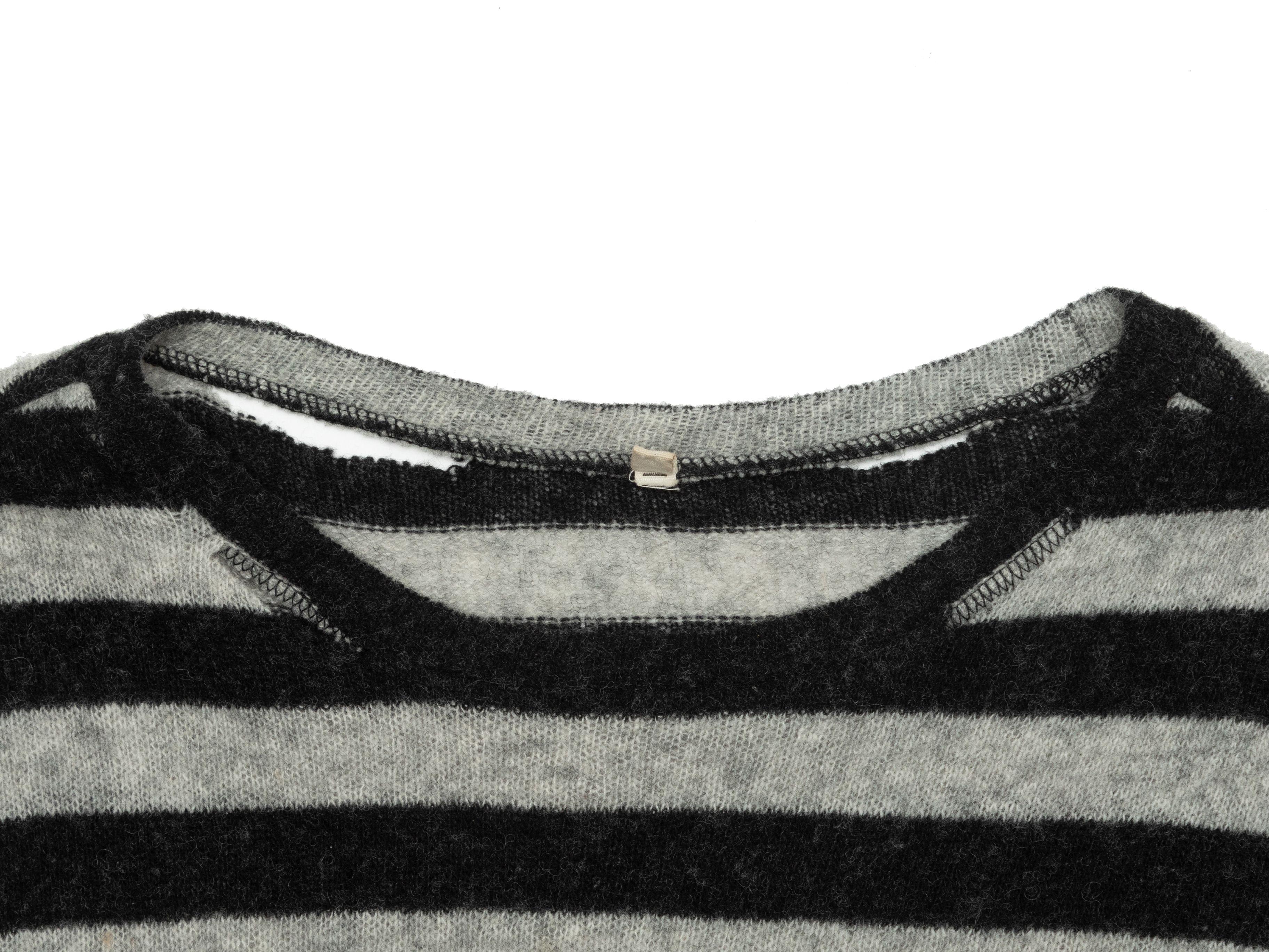 R13 Black & Grey Distressed Striped Wool Sweater 2