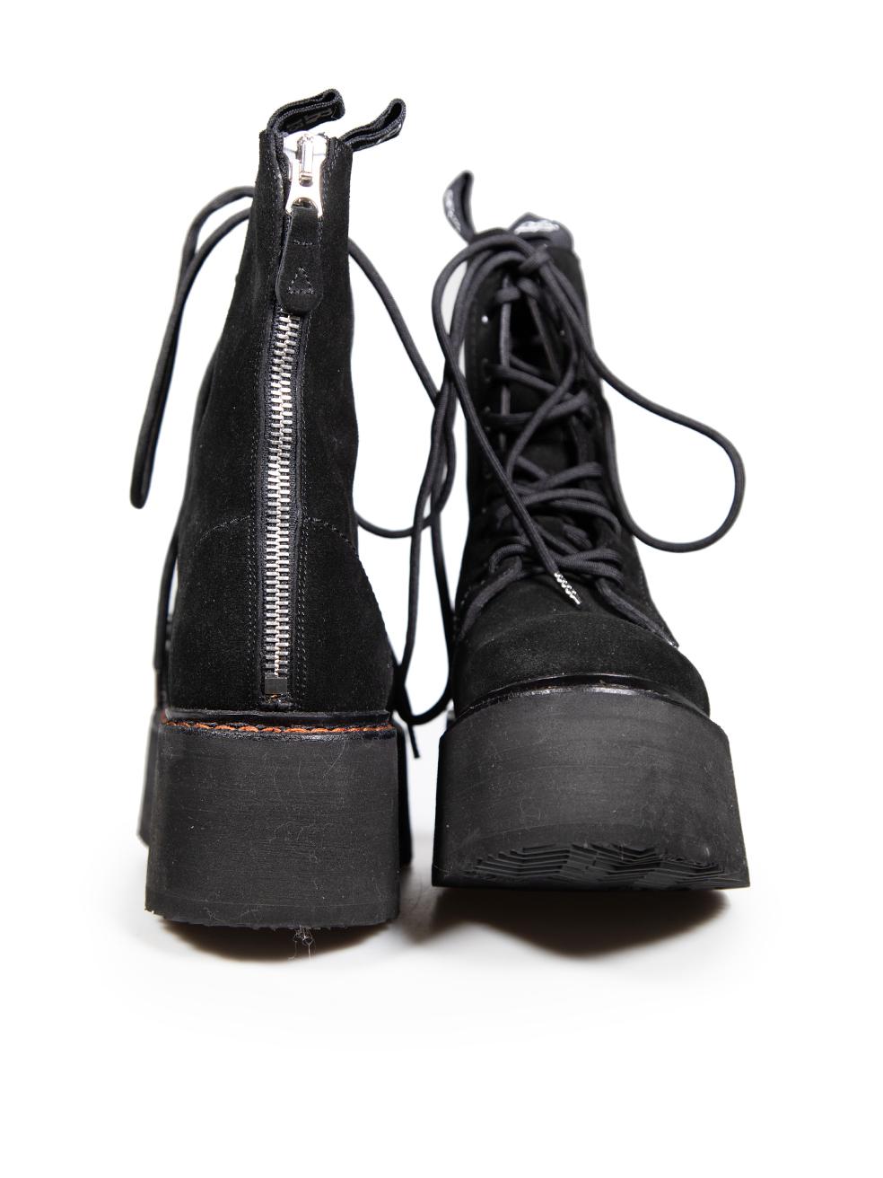R13 Black Suede Double Stack Boots Size EU 40 In Good Condition In London, GB