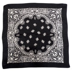 R13 Black & White Paisley Bandana Silk Scarf
