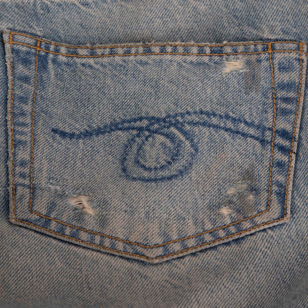 Gris R13 Blue Distressed Straight Leg High Rise Jeans Size S en vente