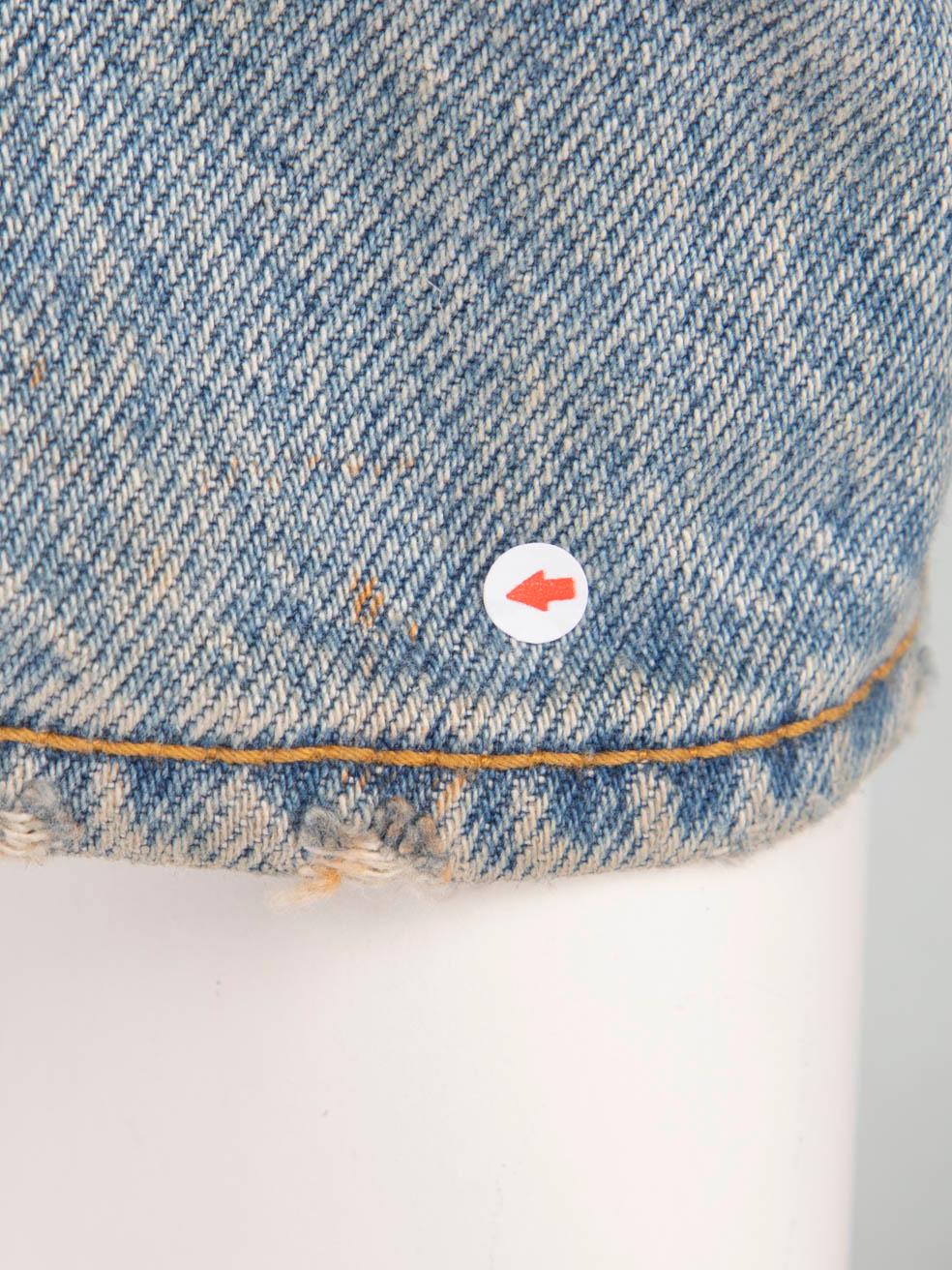 R13 Blue Distressed Straight Leg High Rise Jeans Size S en vente 1