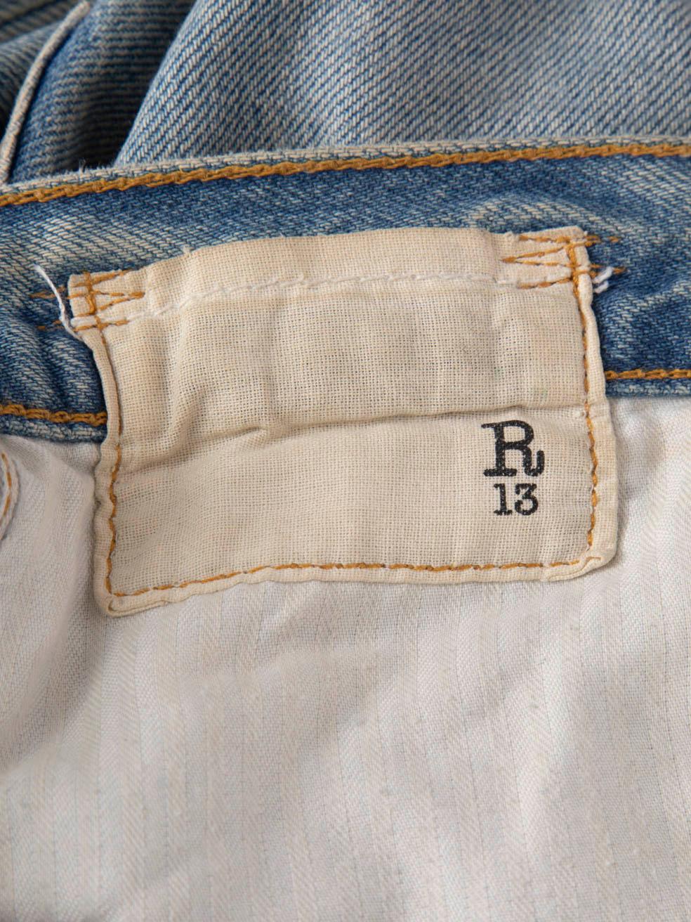 R13 Blue Distressed Straight Leg High Rise Jeans Size S en vente 4