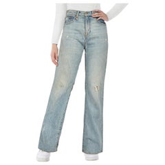 R13 Blue Distressed Straight Leg High Rise Jeans Size S