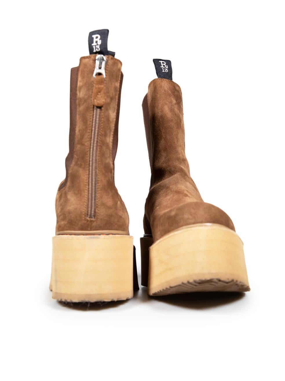 R13 Botas de doble plataforma de ante marrón talla EU 41 Marrón