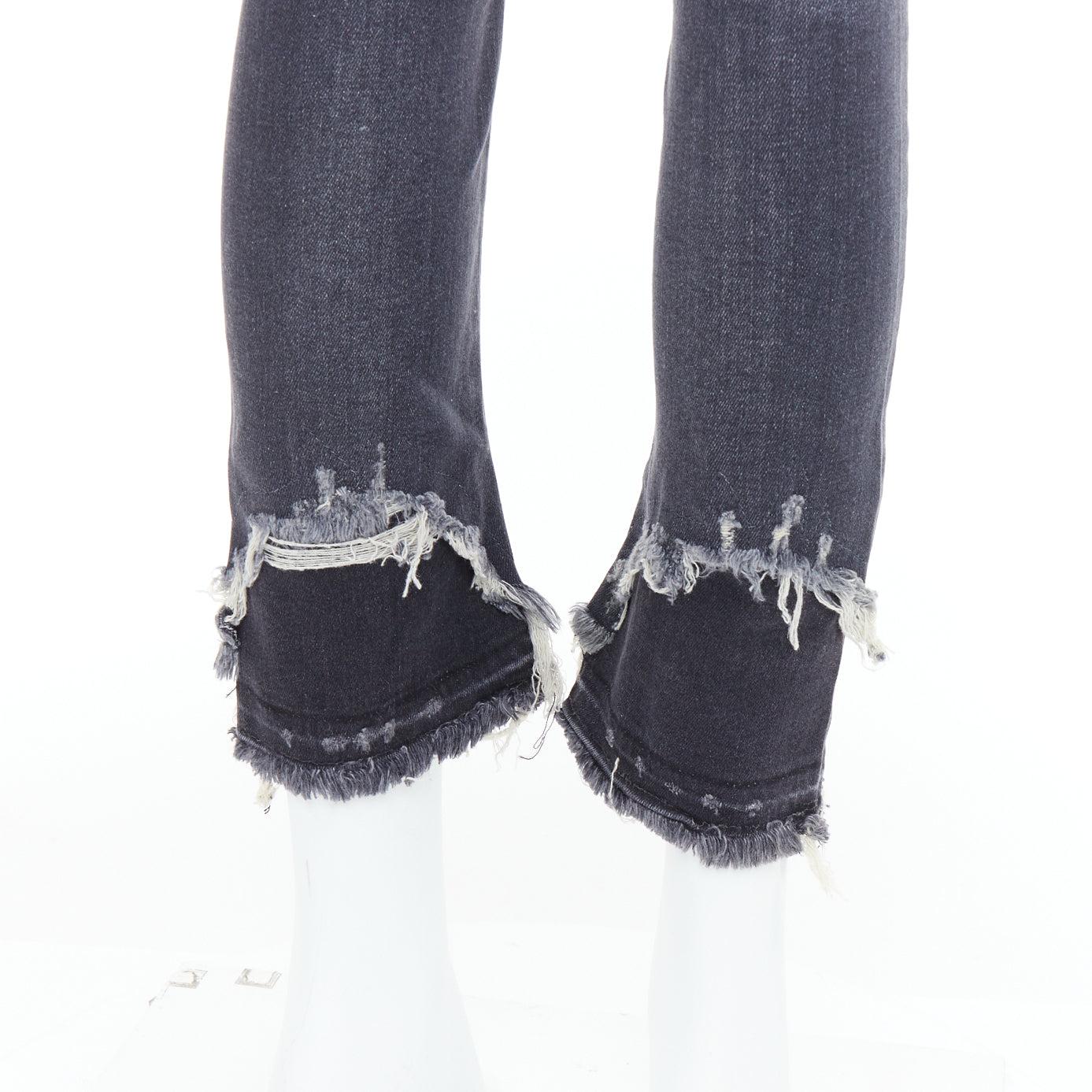 R13, jeans skinny grigio scuro a vita media con orlo strappato, 24