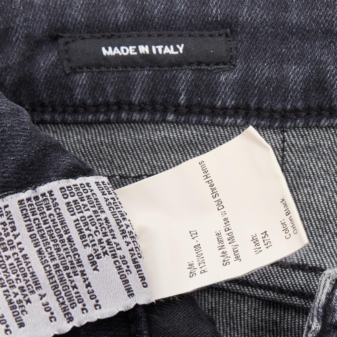 R13, jeans skinny grigio scuro a vita media con orlo strappato, 24