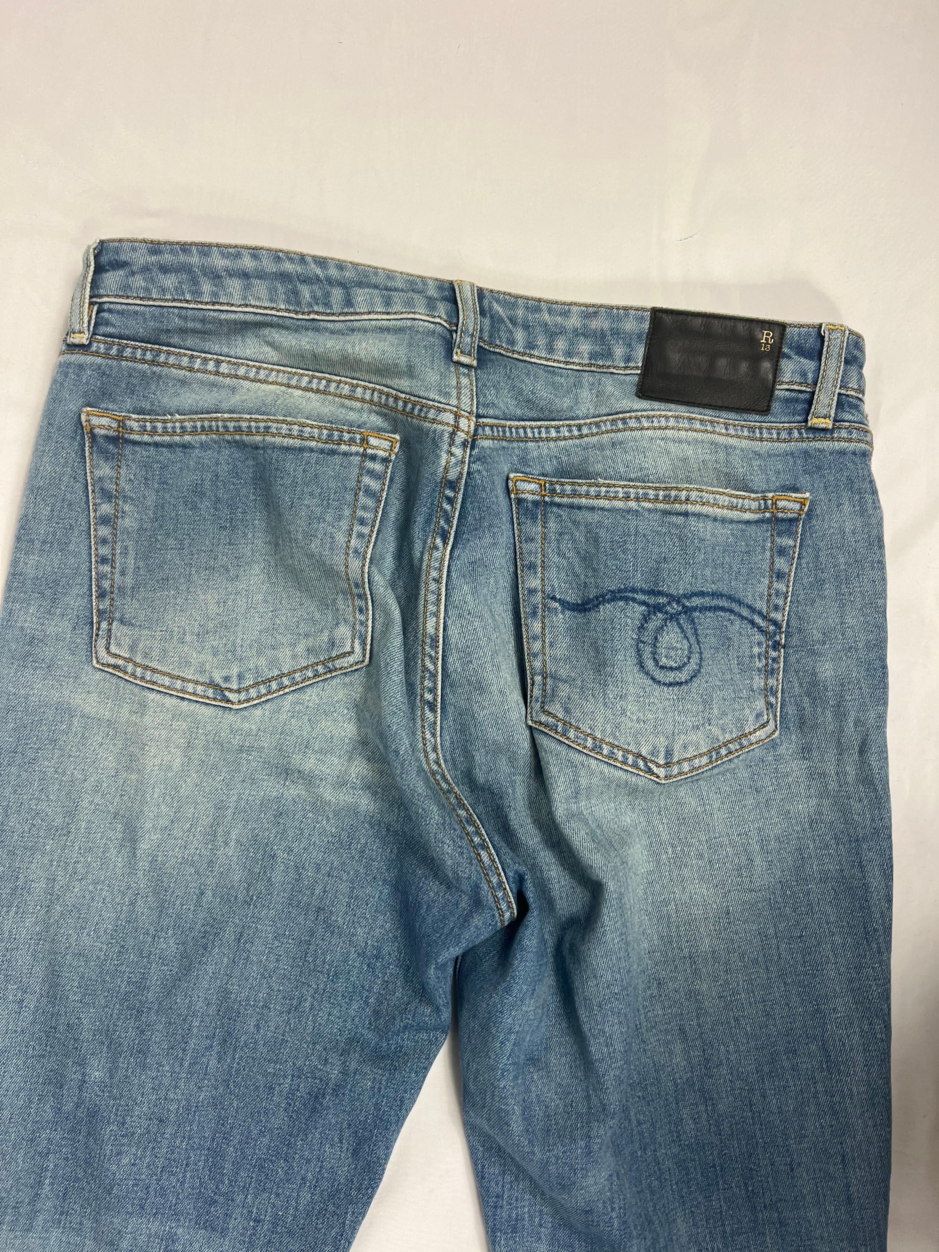 Gray R13 Drew Stretch Kick Fit Denim Jeans, Size 28 For Sale