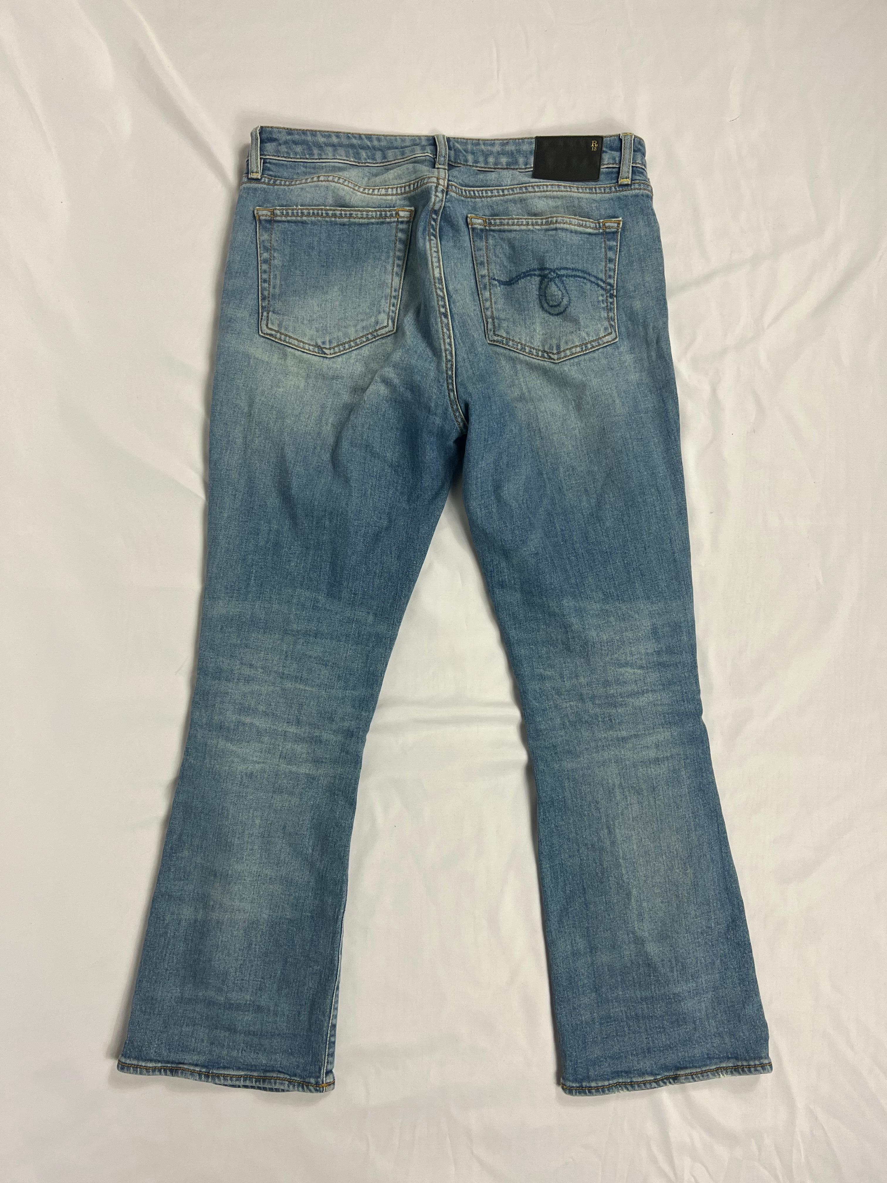 R13 Drew Stretch Kick Fit Denim Jeans, Size 28 In Excellent Condition For Sale In Beverly Hills, CA