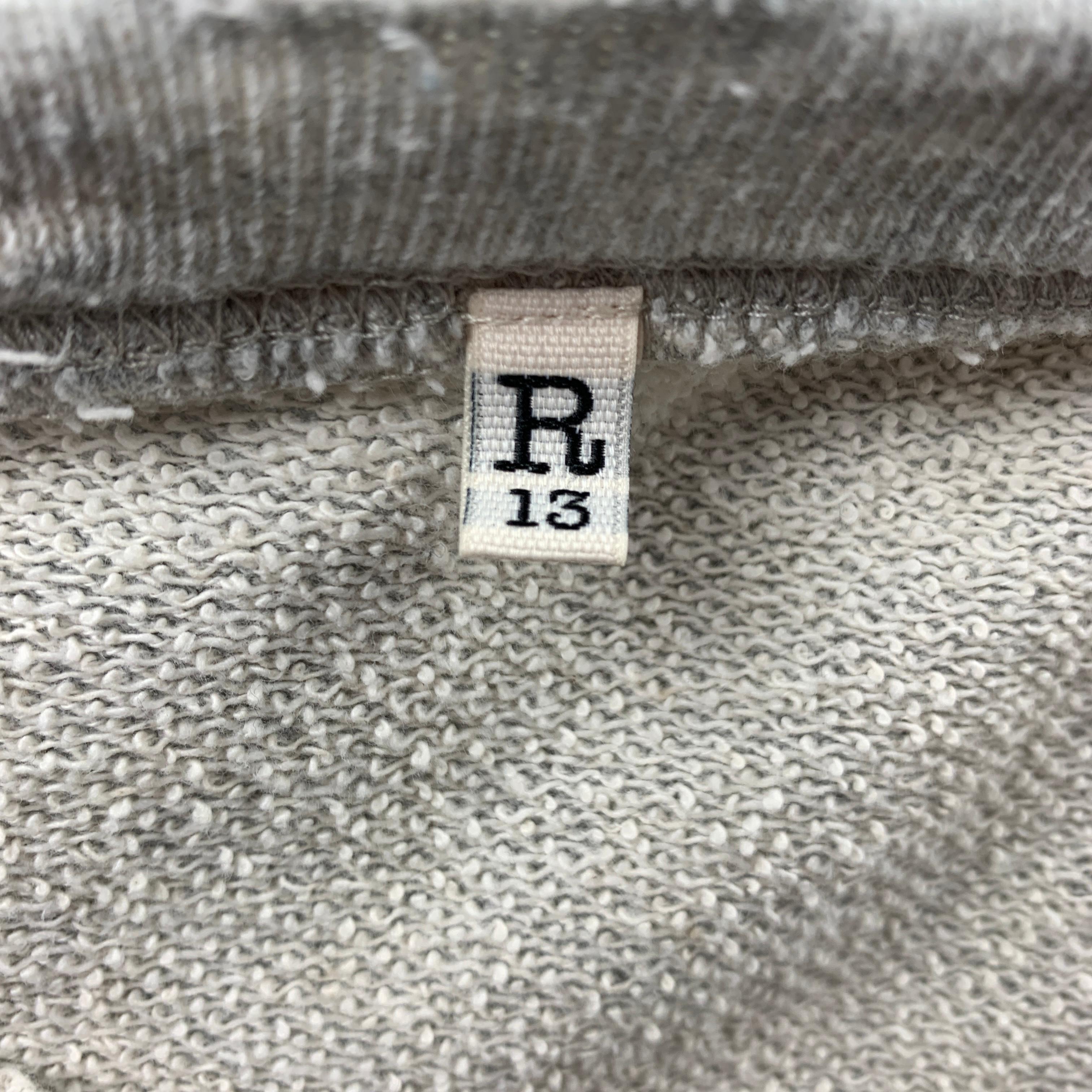 R13 F/W 18 Size L Light Gray Heather Distressed Cotton Crew-Neck Sweatshirt In Good Condition In San Francisco, CA