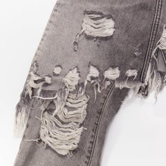 R13 Graue geschichtete asymmetrische Rock-Cropped-Jeans aus Stein im Used-Look XS