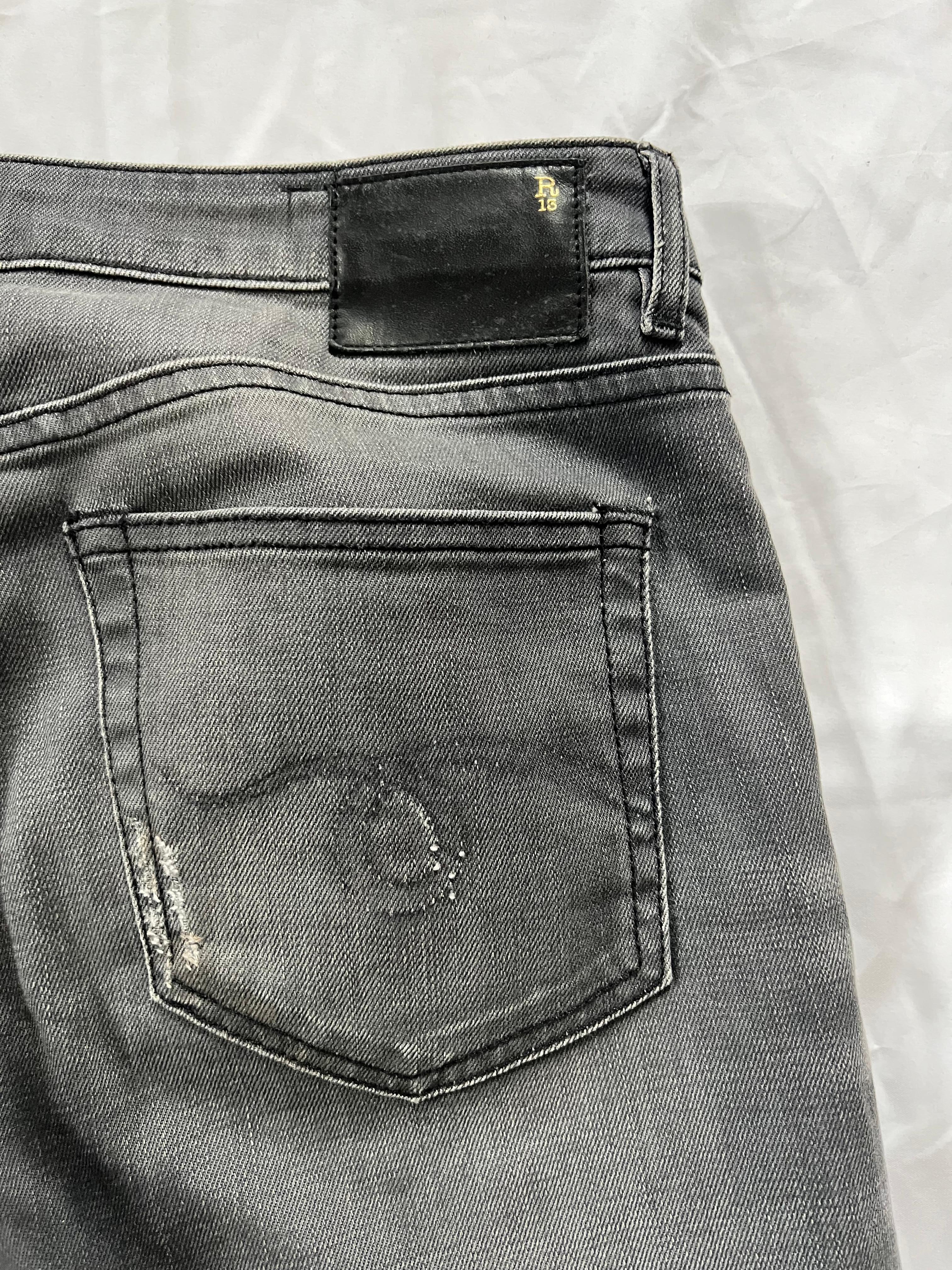 Women's R13 Grey Orion Boy Skinny Jeans Pants, Size 27 For Sale