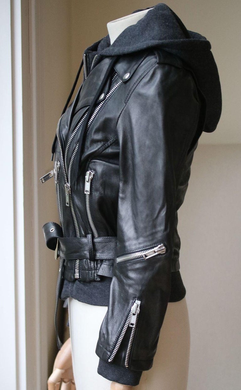 R13 Hooded WashedLeather and Jersey Biker Jacket at 1stDibs mr & mrs