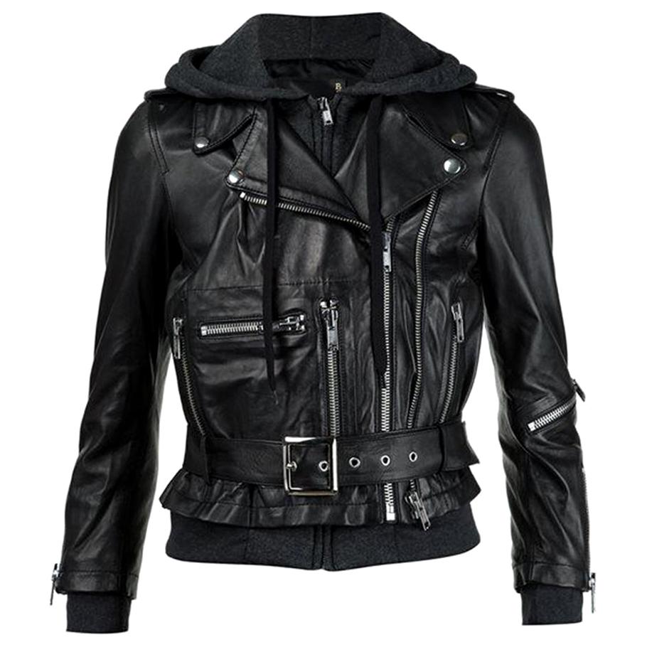 R13 Hooded WashedLeather and Jersey Biker Jacket at 1stDibs mr & mrs