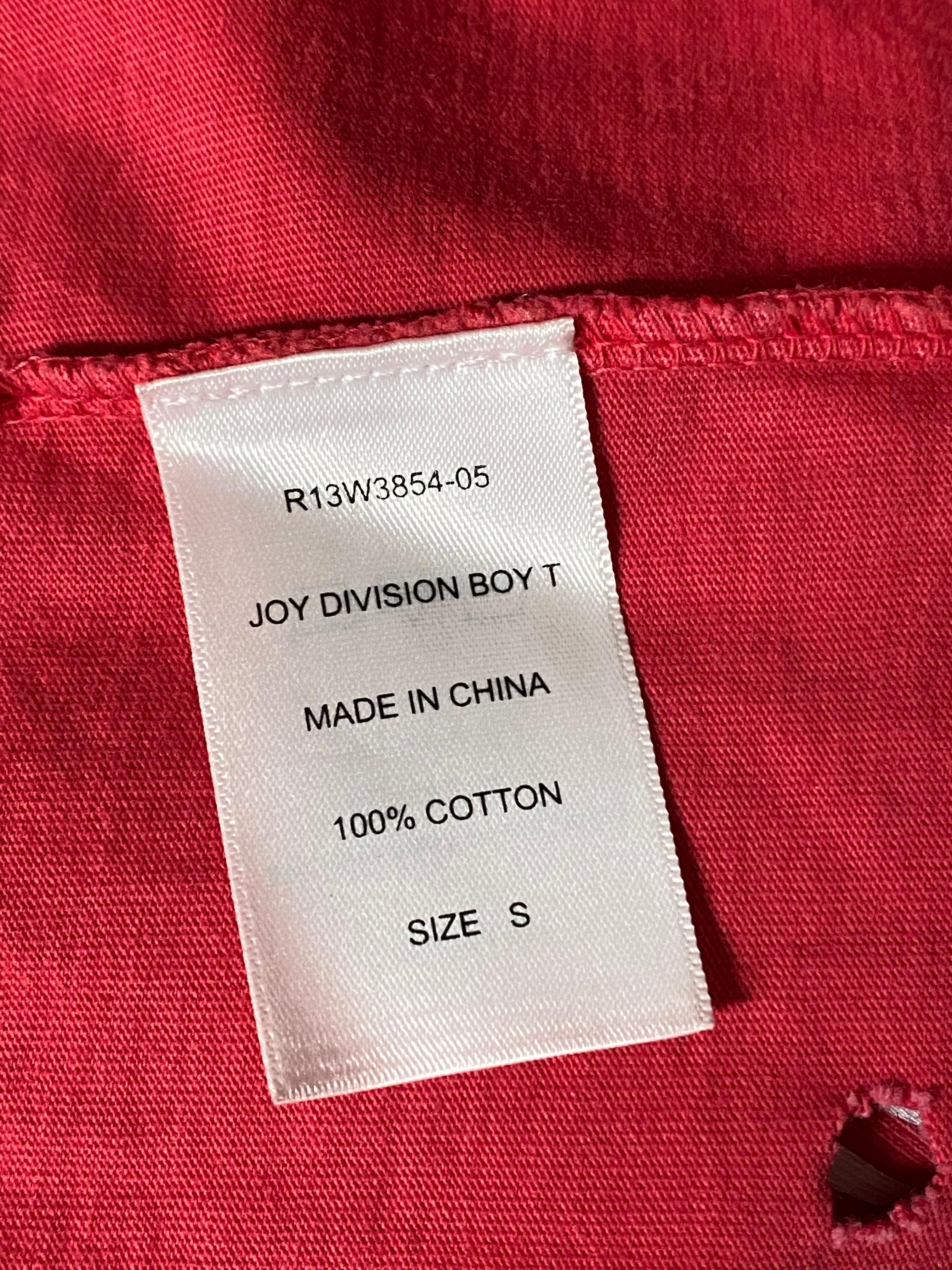 R13 Joy Division Red and White Graphic T-shirt, Size Small 1